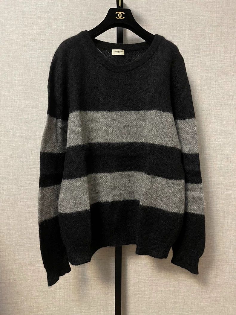 Saint Laurent Paris Saint Laurent Paris Striped mohair sweater Size L / US 10 / IT 46 - 1 Thumbnail