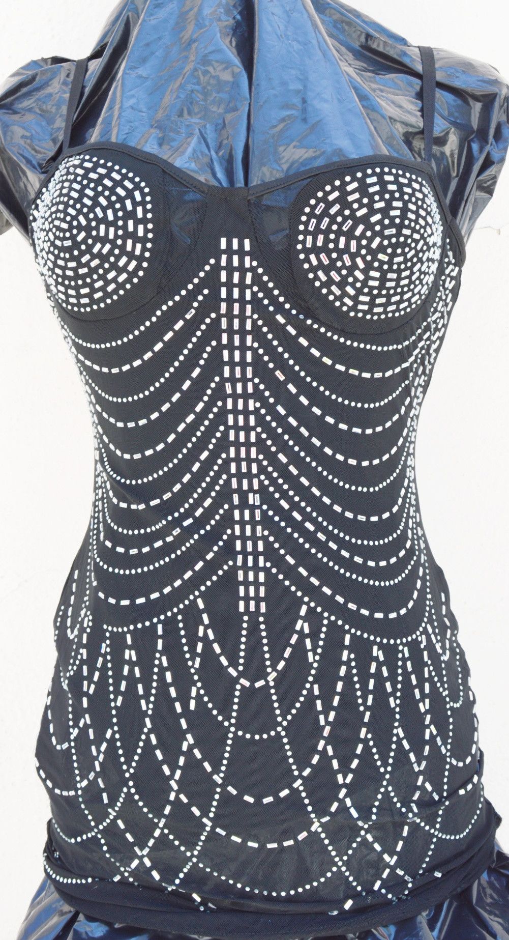 Other MINIDRESS SEQUIN/GLITTER SILVER BLACK STRAPS SUPER STRETCH Size M / US 6-8 / IT 42-44 - 2 Thumbnail