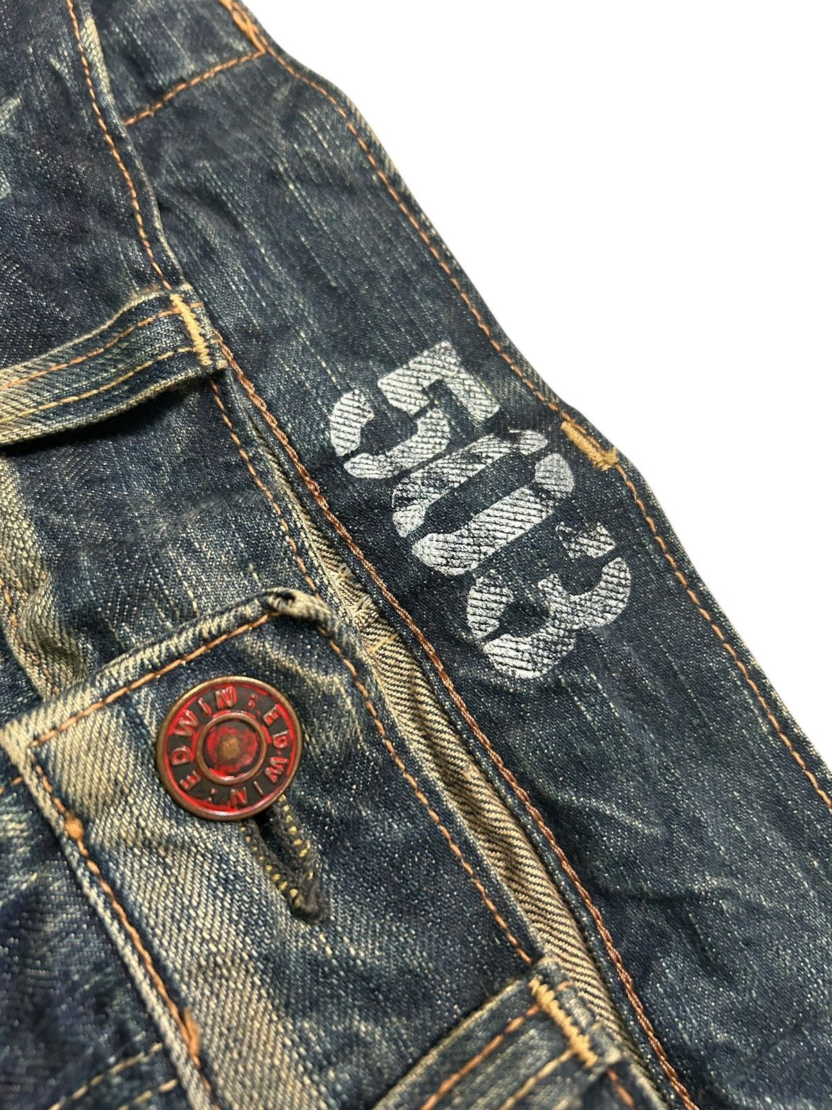 Edwin × If Six Was Nine × Kapital FLARE EDWIN BLUETRIP Distressed Japanese Punk Style Denim 🎌🎌 Size US 35 - 9 Thumbnail