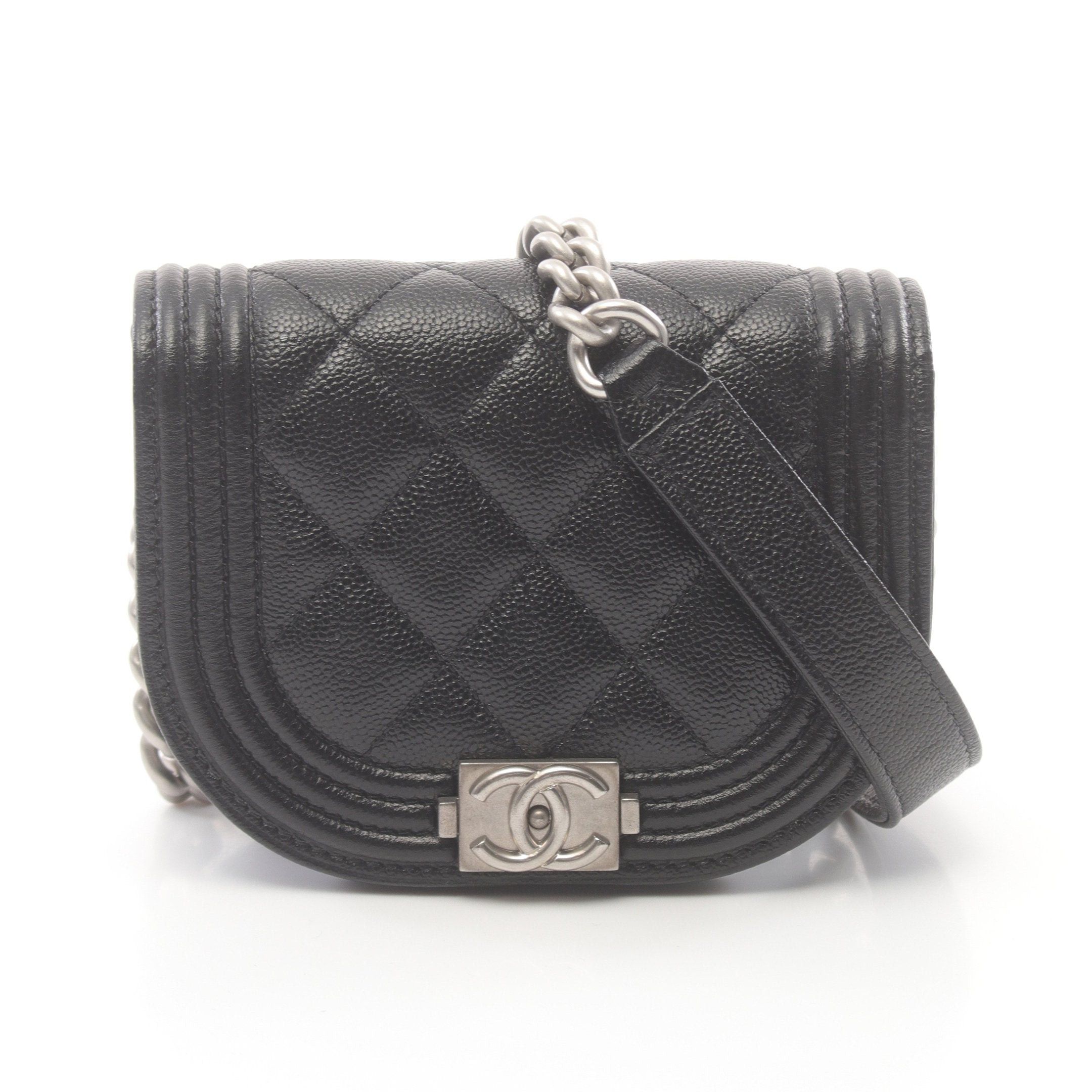 Chanel Chanel Boy Chanel Mini Matelasse Chain Shoulder Bag Caviar Skin Black Silver Hardware Size ONE SIZE - 1 Thumbnail