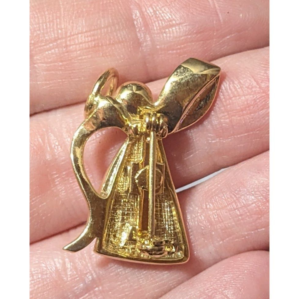 Other Peace Angel With Sash And Halo Gold Tone Brooch Size ONE SIZE - 3 Thumbnail