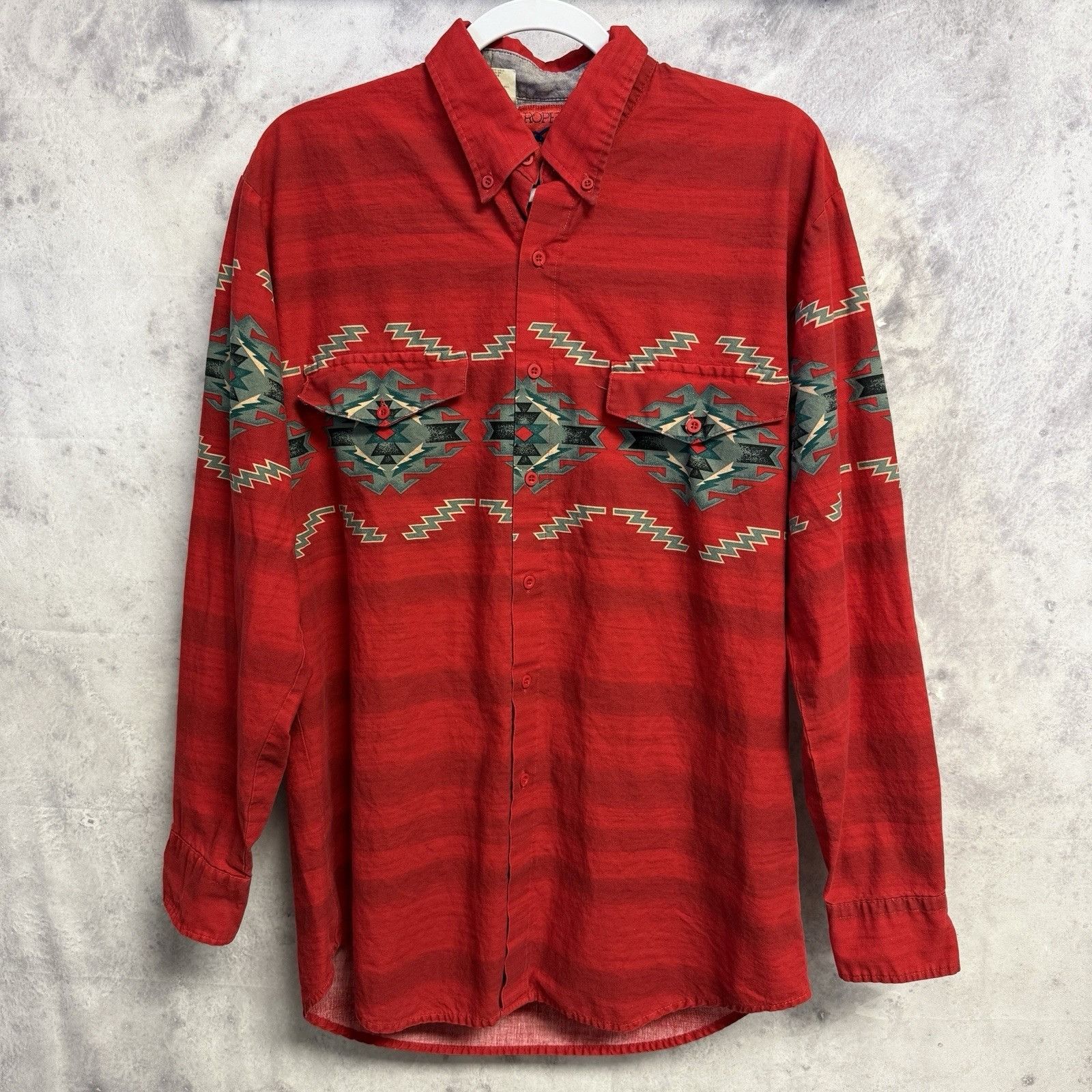 Roper × Vintage Vintage Roper Western Shirt Mens Large Red Long Sleeve Aztec Size US L / EU 52-54 / 3 - 1 Thumbnail