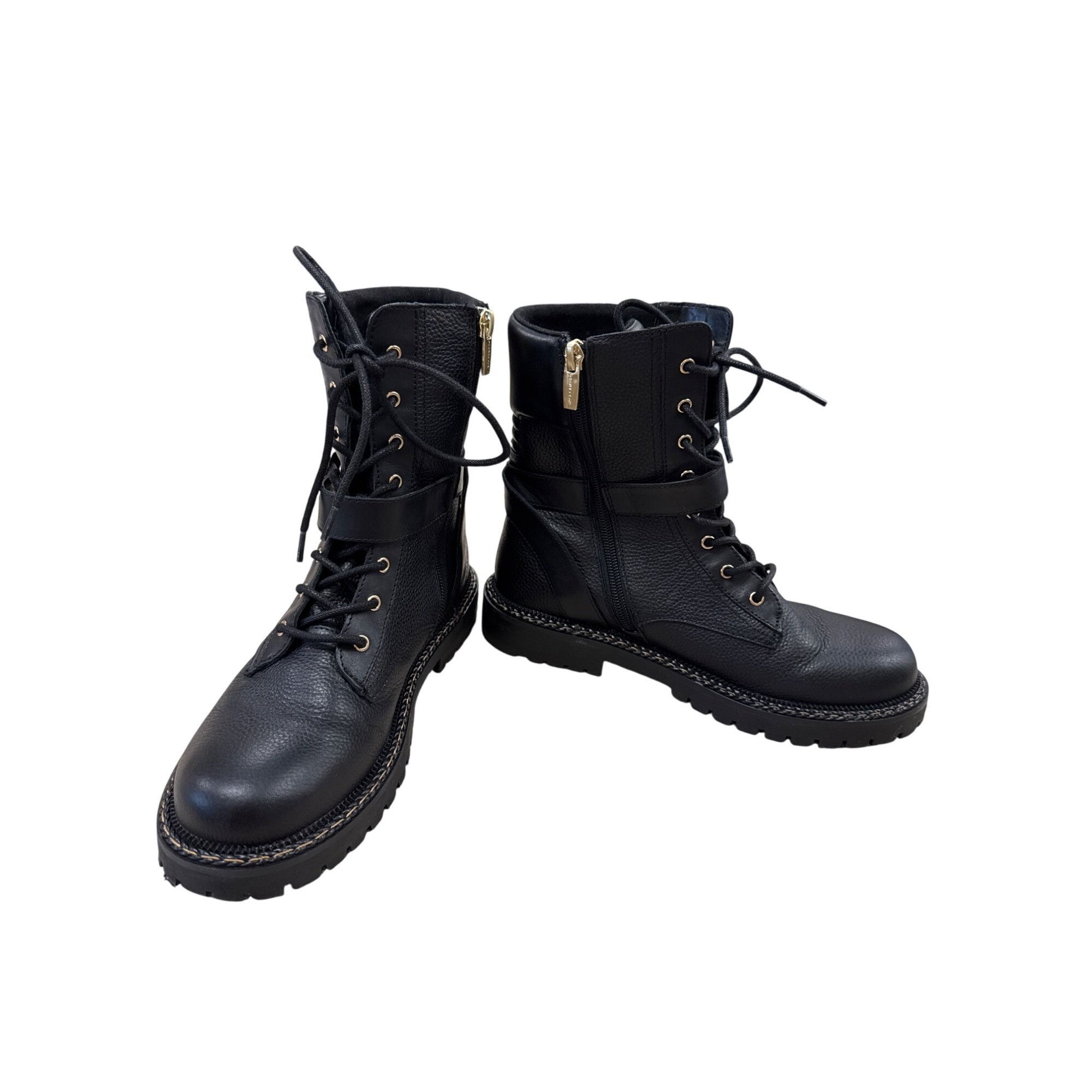 Vince Camuto Vince Camuto Womens Black Leather Combat Boots 6.5M SKU 7185 Size US 6.5 / IT 36.5 - 1 Thumbnail