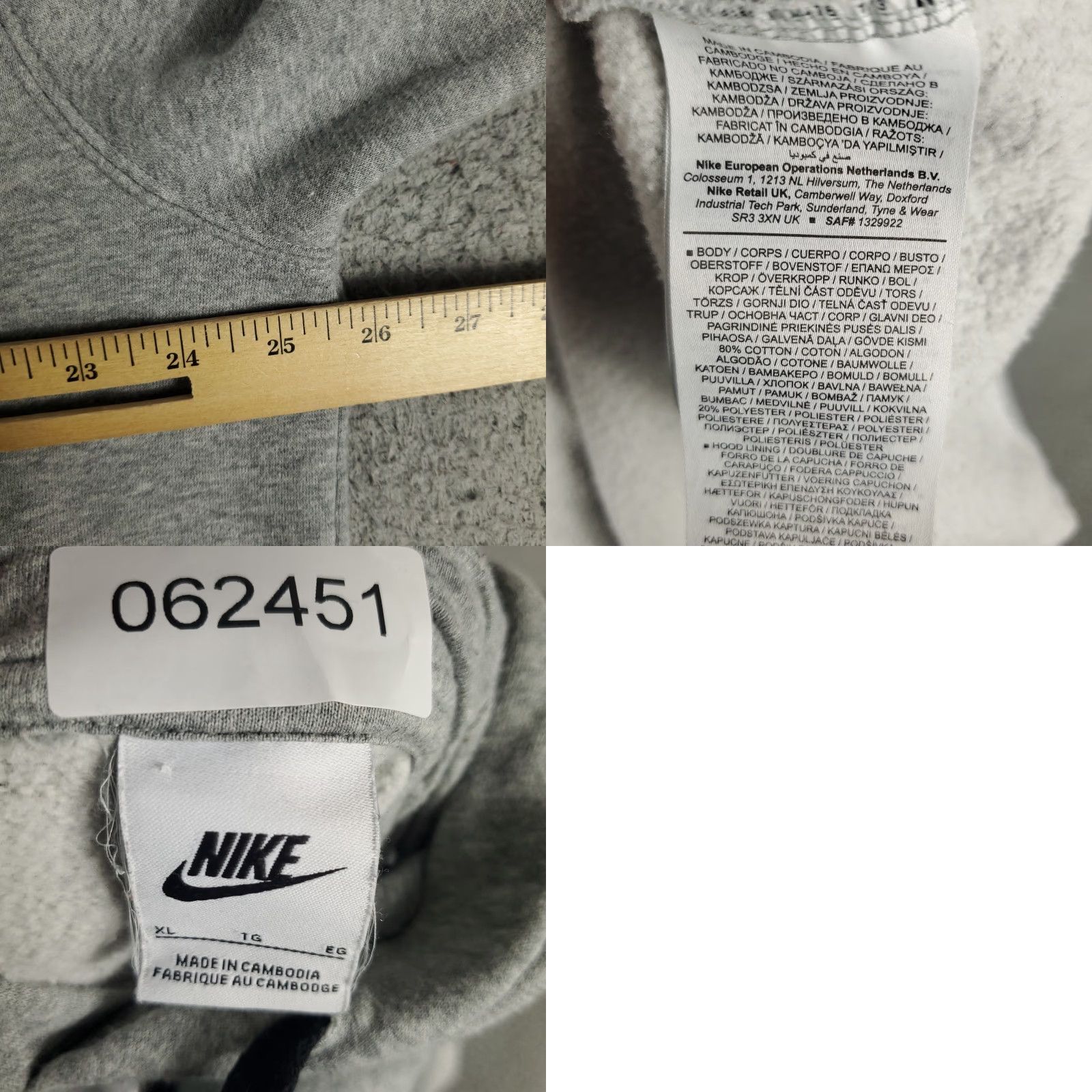 Nike Nike Hoodie Mens XL Gray Swoosh Pullover Sweatshirt Crew Neck Size US XL / EU 56 / 4 - 8 Thumbnail
