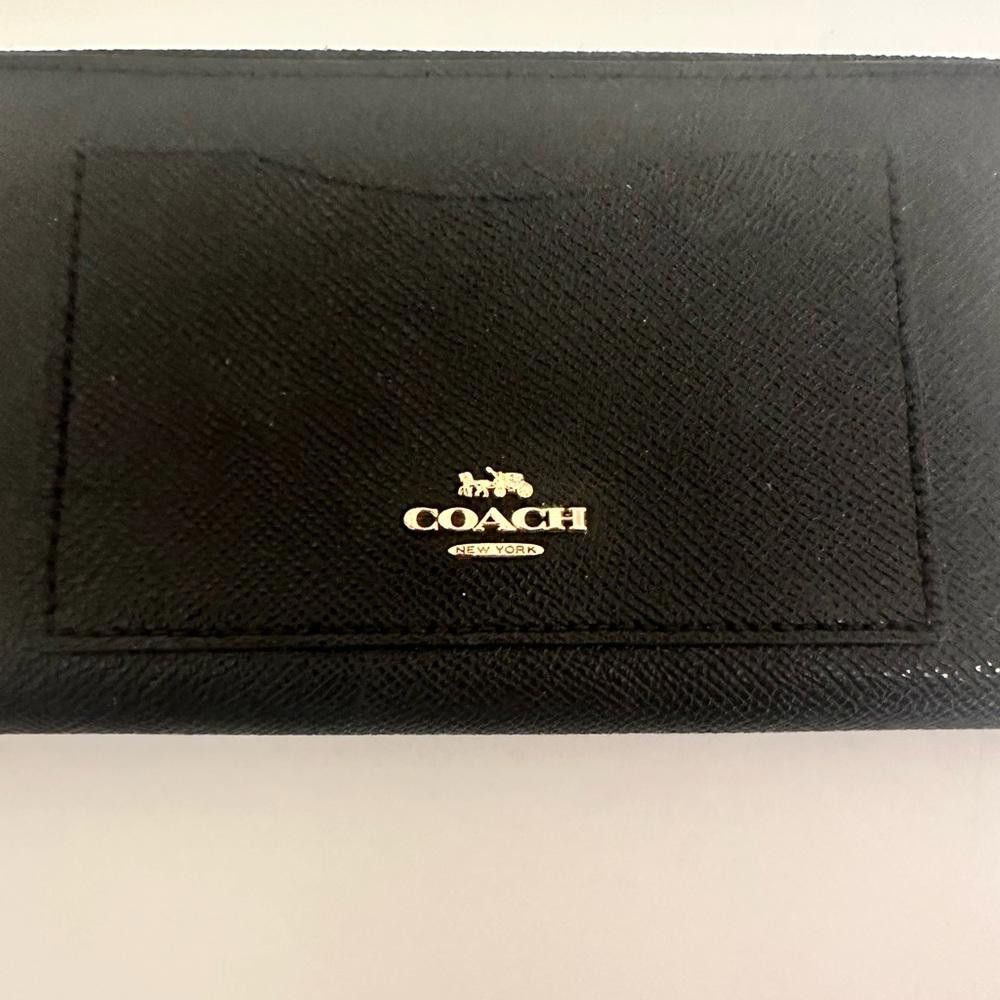 Coach COACH Accordion Zip Crossgrain Black Leather Wallet Size ONE SIZE - 3 Thumbnail