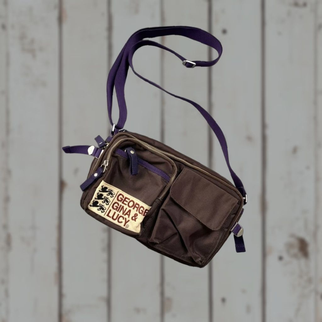 George Gina & Lucy VINTAGE George Gina & Lucy Lunch Box Bag Brown Shoulder Bag Women Medium Brown Rectangle Zip Pockets Size ONE SIZE - 1 Thumbnail