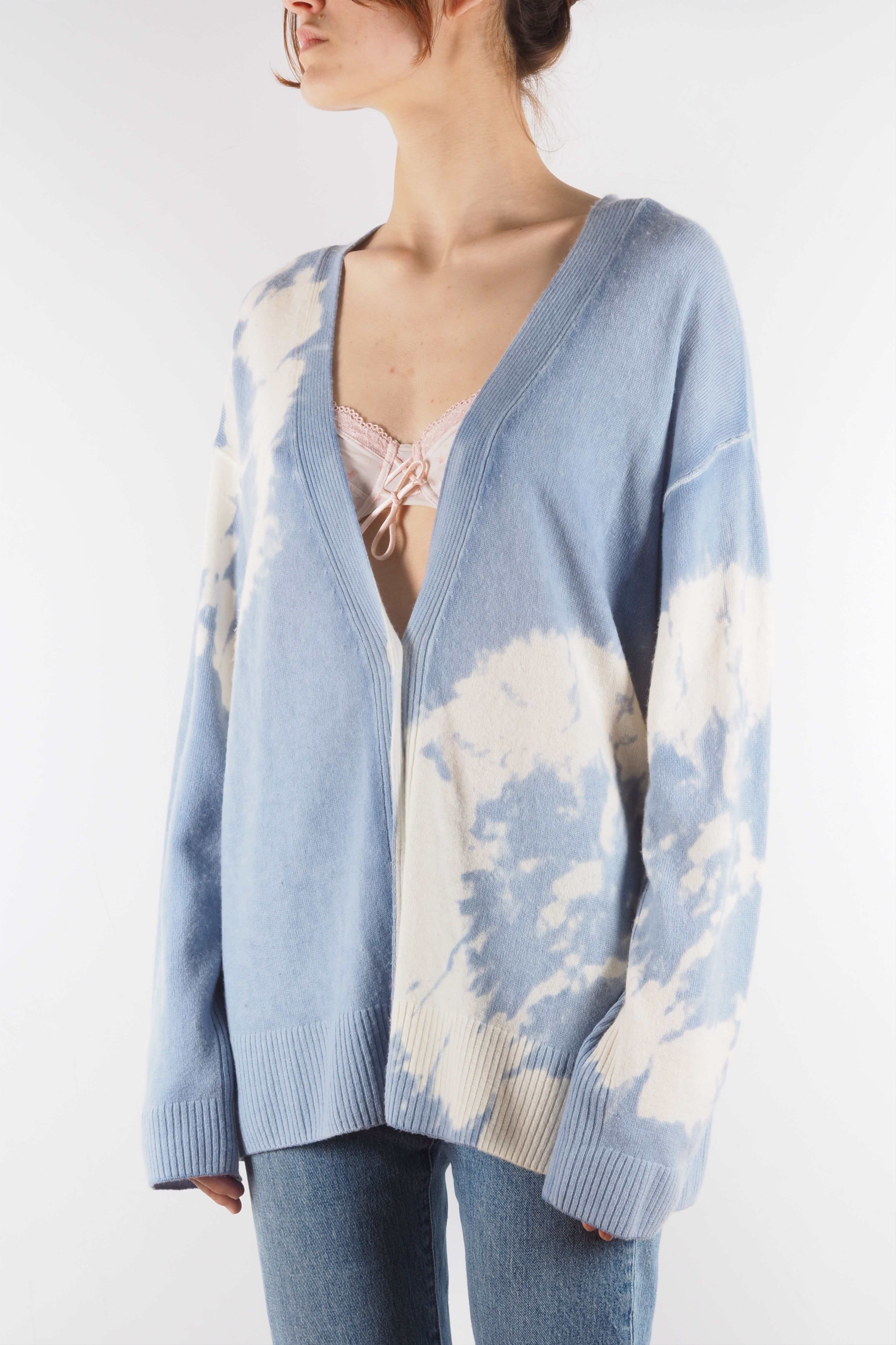 Allsaints AllSaints Tie-Dye Blue Sky Harmony Merino Wool Cardigan Size M / US 6-8 / IT 42-44 - 2 Thumbnail