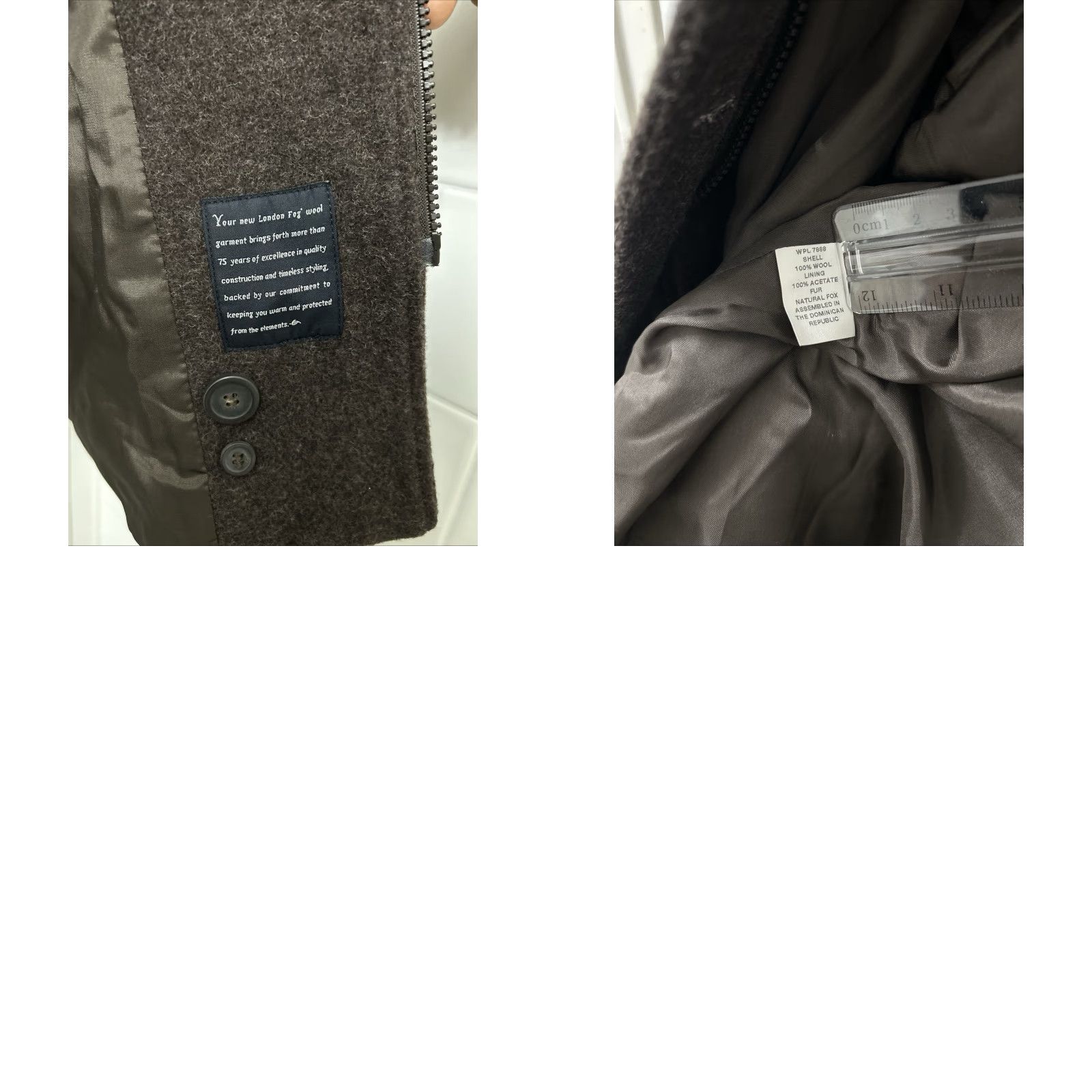 London Fog VINTAGE London Fog Coat Womens XL Brown 100% Wool Full Zip Button Front L/S Pockets Size XL / US 12-14 / IT 48-50 - 9 Thumbnail