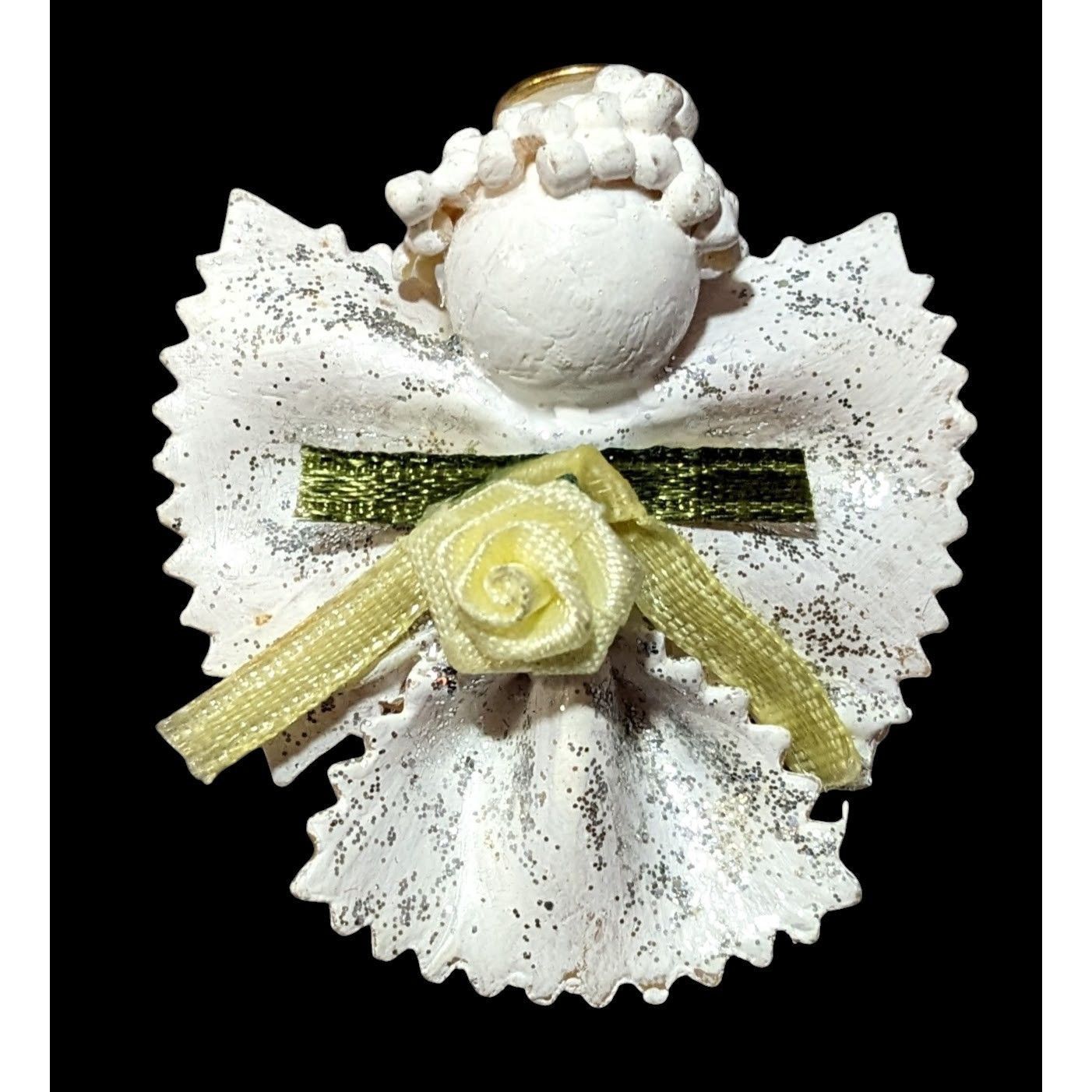 Other Vintage White Painted Pasta Floral Angel Brooch Size ONE SIZE - 1 Thumbnail