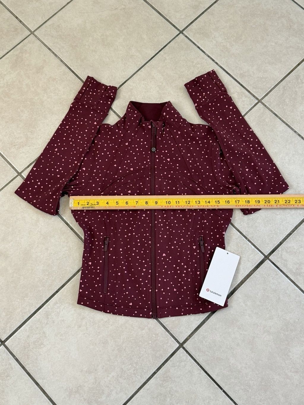 Lululemon LULULEMON DEFINE CROPPED JACKET BURGUNDY HEART DOT PINK SZ 8 Size M / US 6-8 / IT 42-44 - 4 Thumbnail