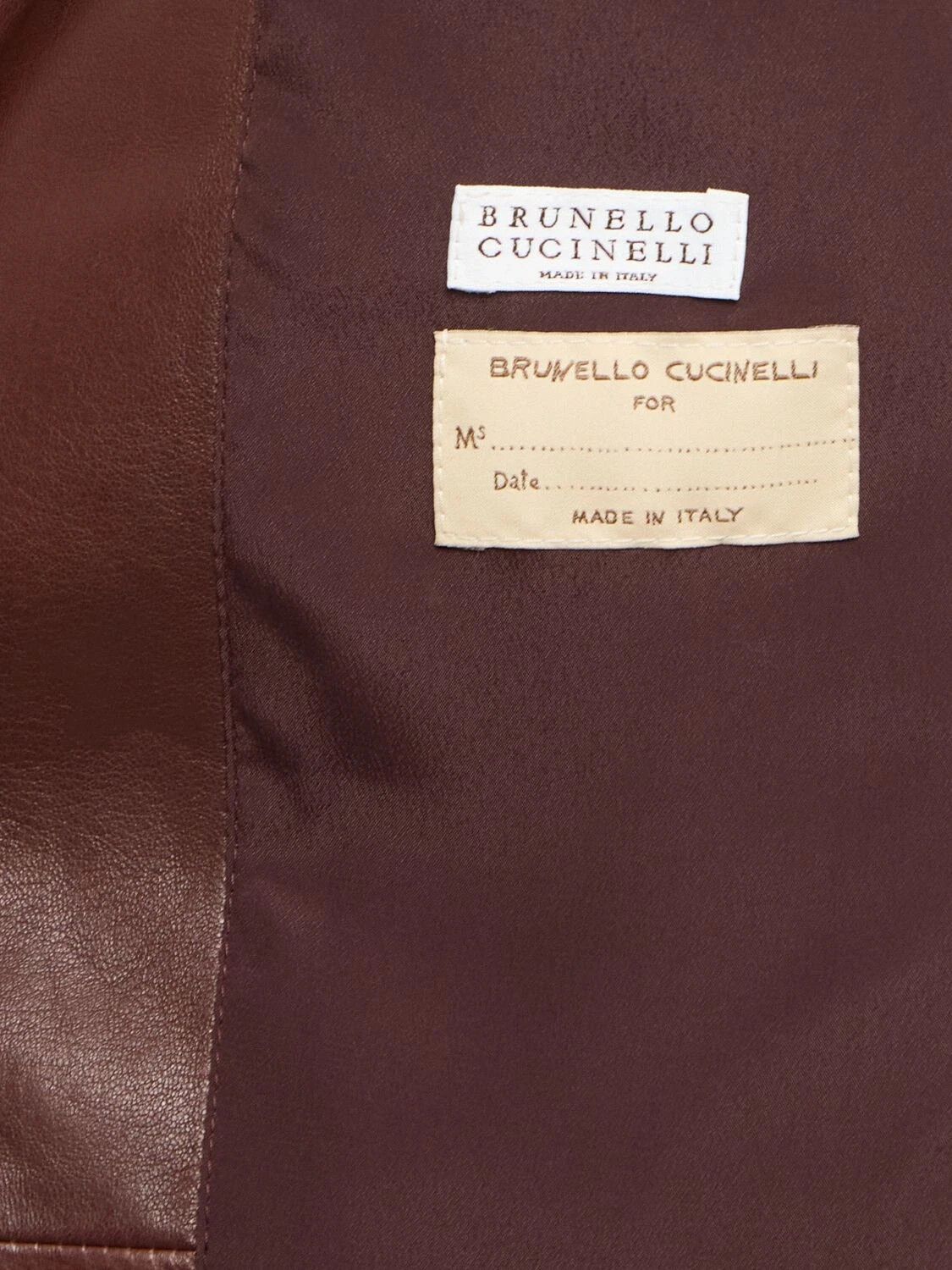 Brunello Cucinelli BRUNELLO CUCINELLI Bordeaux Leather Jacket New & Authentic Size M / US 6-8 / IT 42-44 - 3 Thumbnail