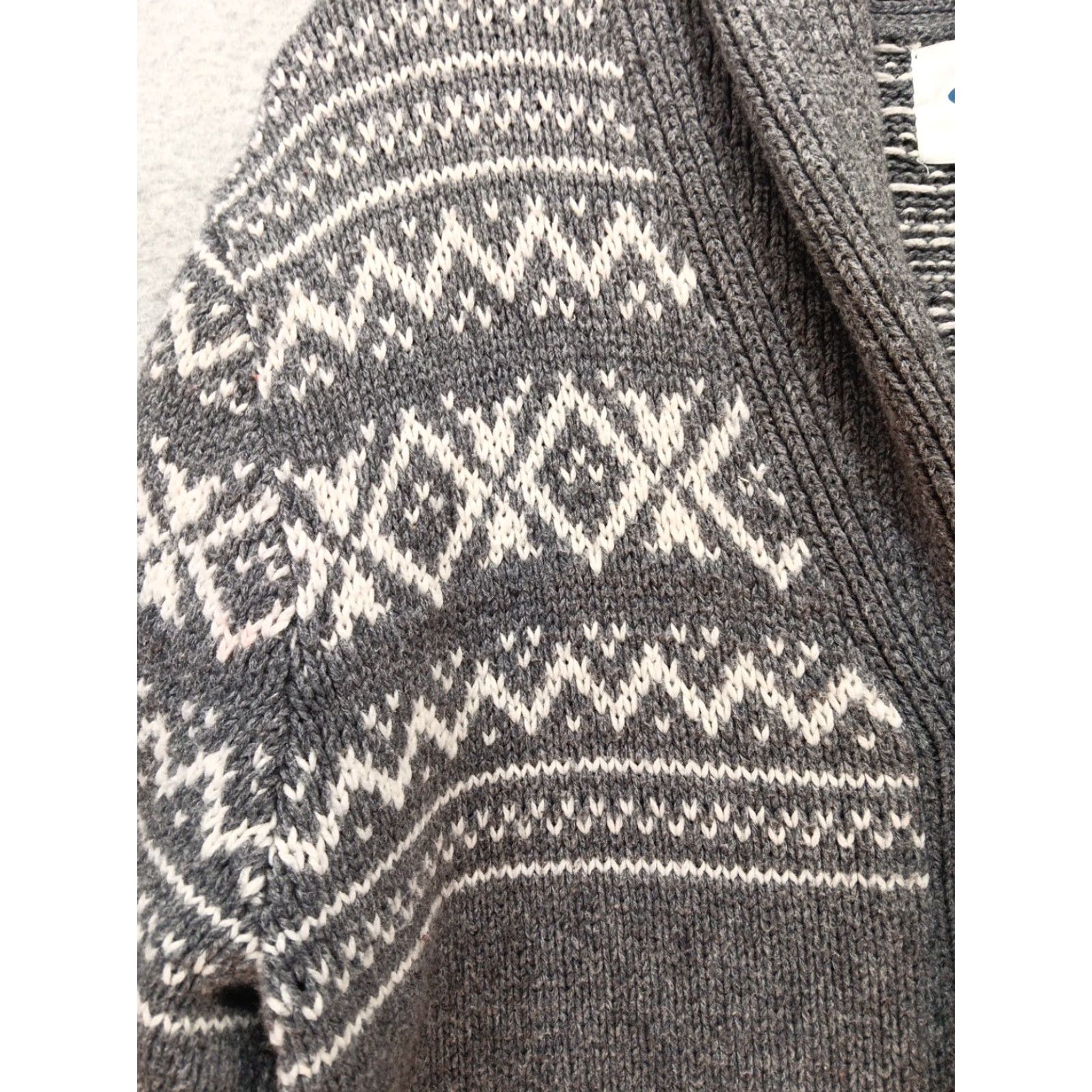 Old Navy Old Navy Fair Isle Grandpa Knit Cardigan Sweater Men L Grey White Size US L / EU 52-54 / 3 - 4 Thumbnail