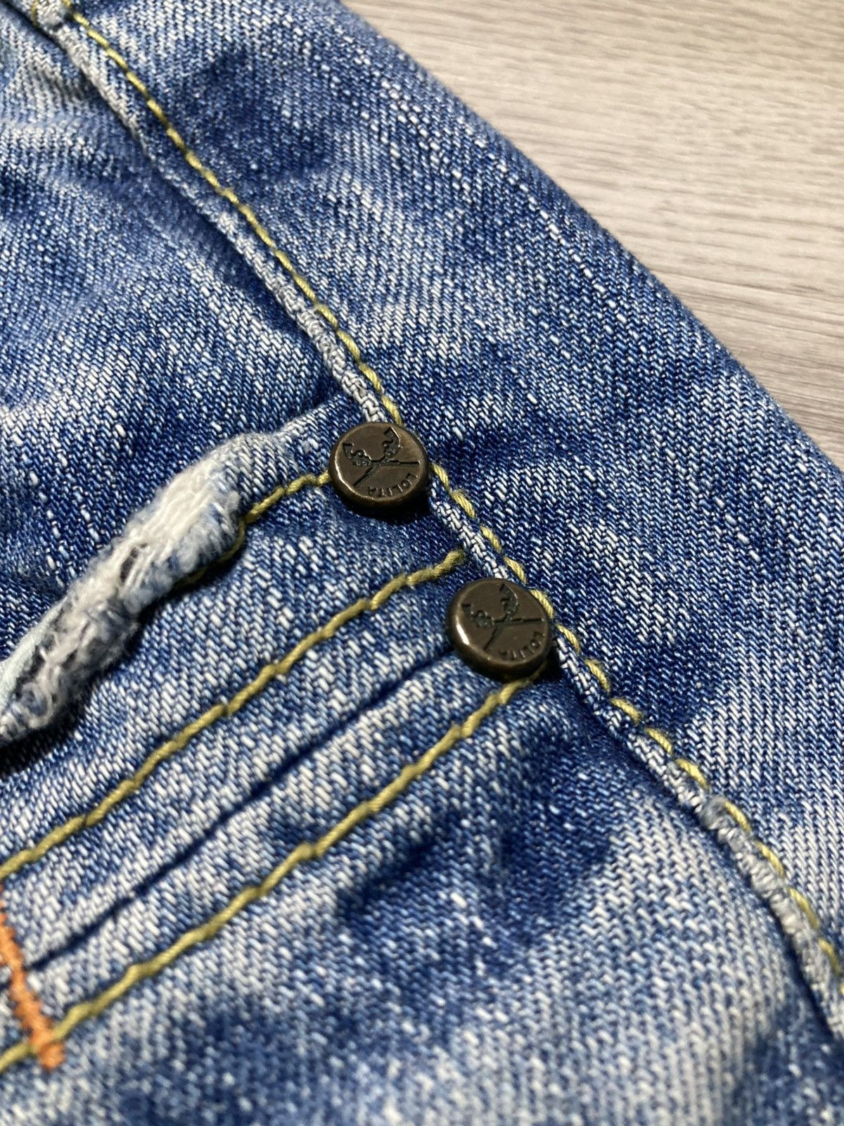 If Six Was Nine 2000s Lolita Y2k Studded Faded 3/4 Jeans Pants Lgb Punk Size US 32 / EU 48 - 18 Thumbnail