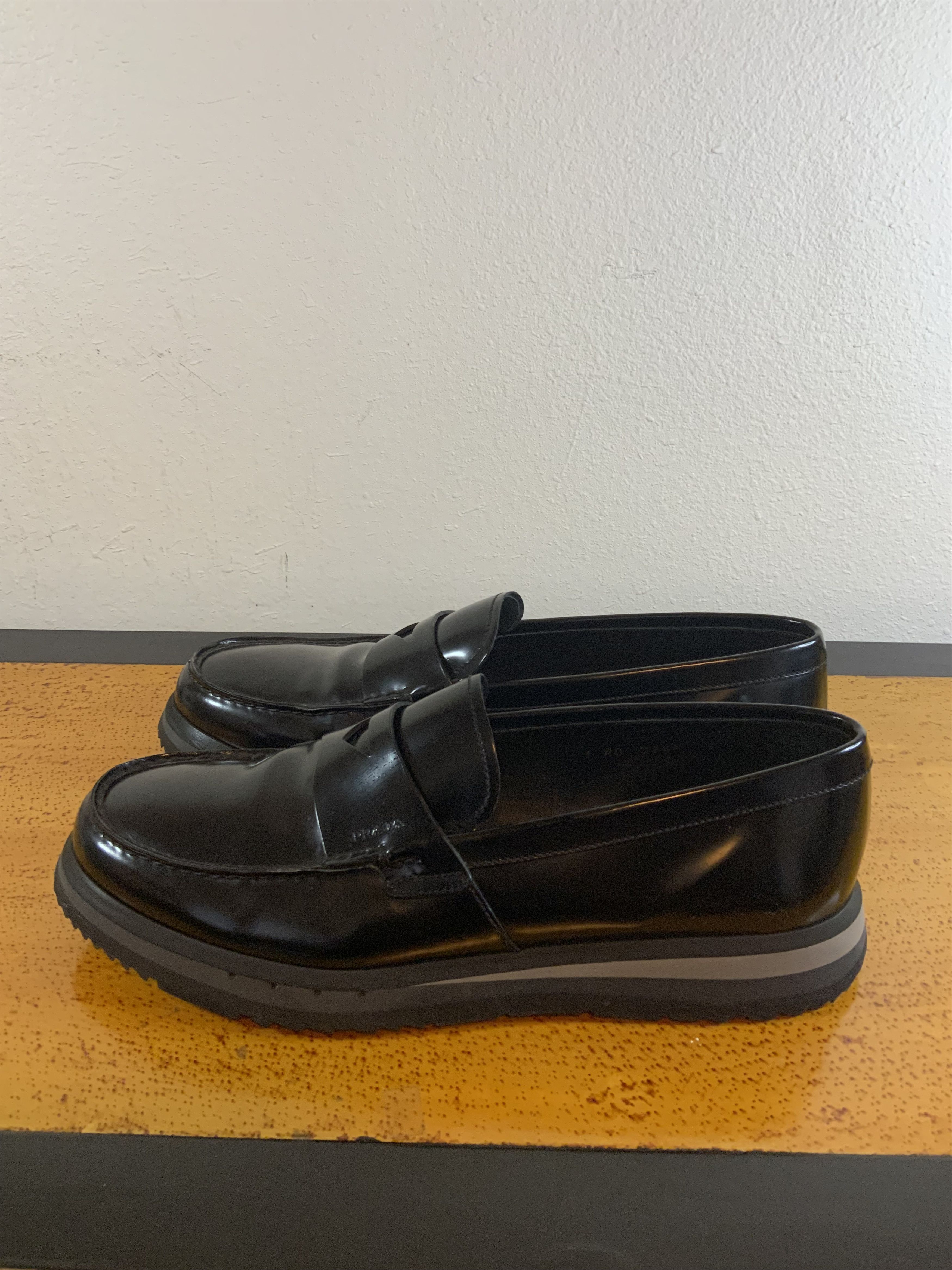 Prada PRADA WEDGE SOLE PATENT LEATHER LOAFERS Size US 10 / EU 43 - 3 Thumbnail