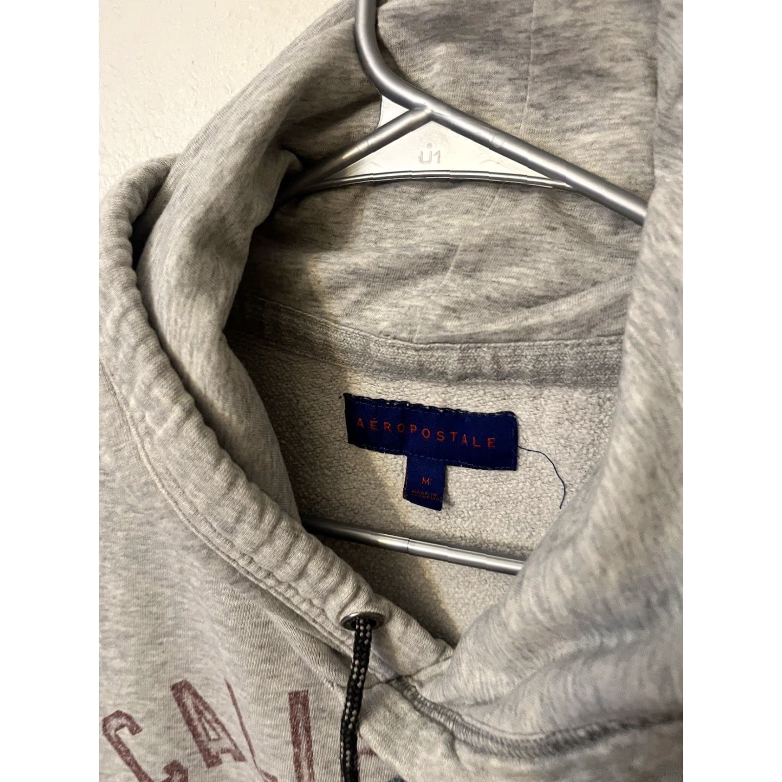 Vintage Aero Hoodie Men’s M Gray Pullover Hooded Sweatshirt Aeropostale Long Sleeve Cotton Blend Fleece Logo 90s Classic Dad Preppy Style Shirt Size US M / EU 48-50 / 2 - 2 Thumbnail