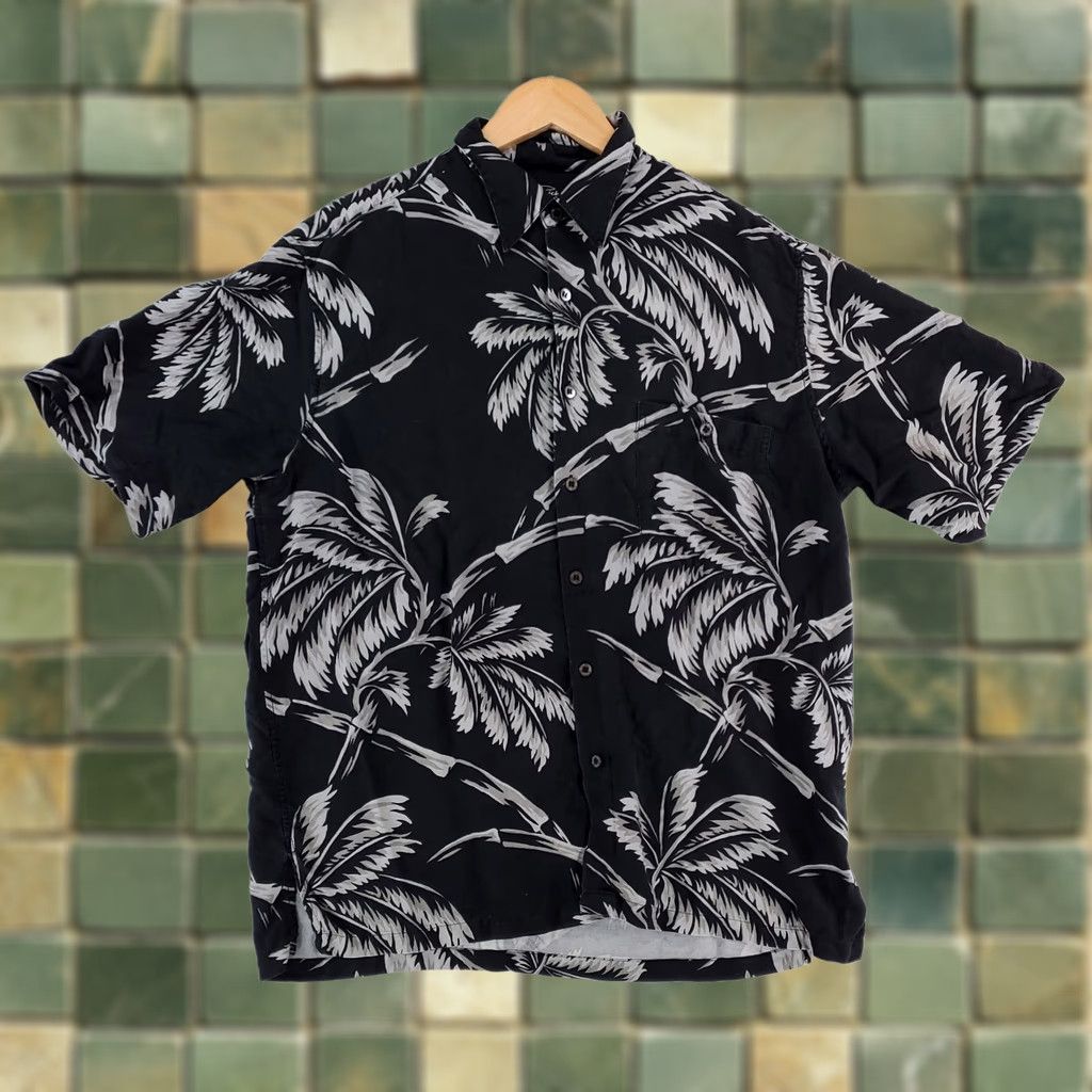 Tori Richard Tori Richard Hawaiian Shirt Silk Button-Up Short Sleeve Black Palm Trees Mens L Size US L / EU 52-54 / 3 - 1 Thumbnail