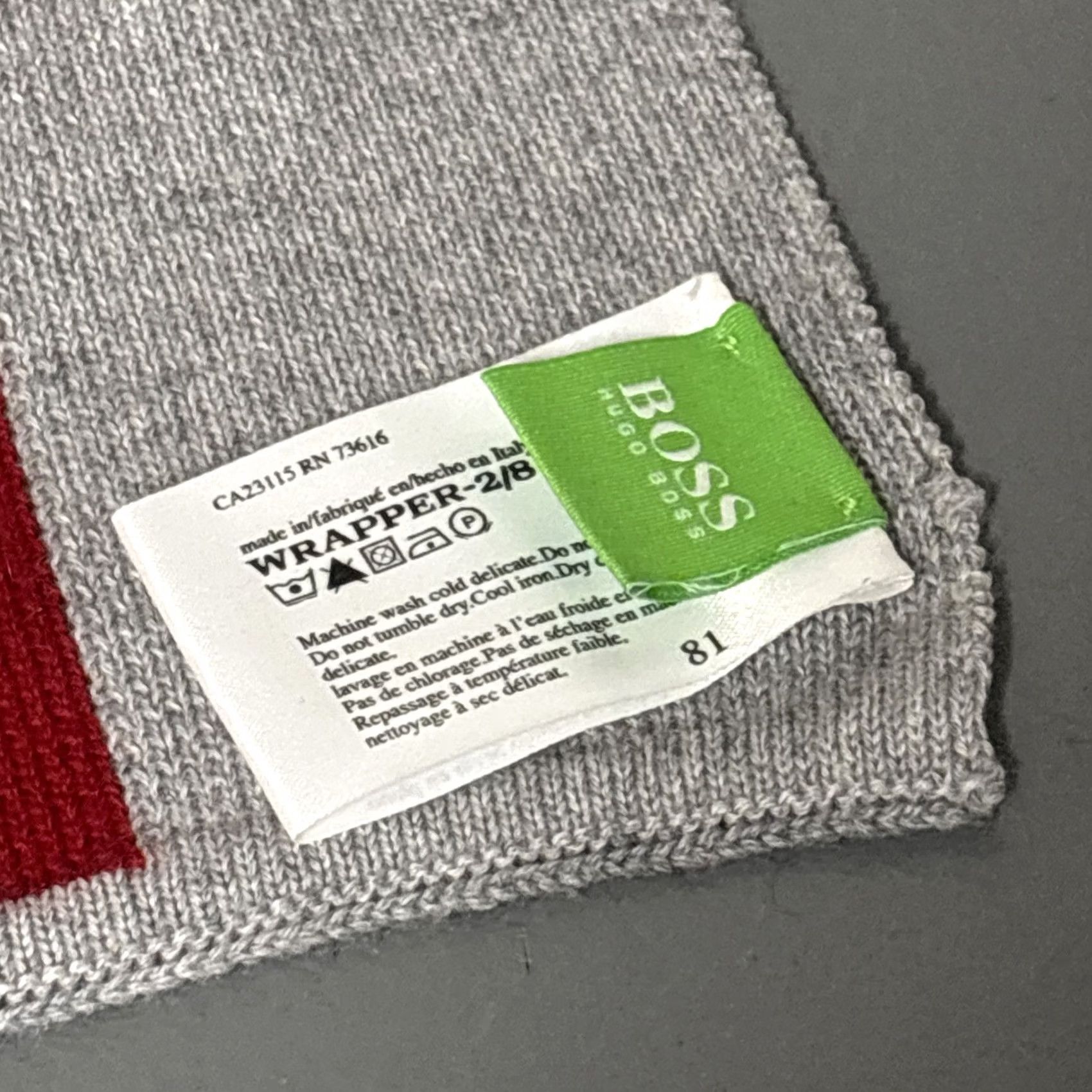 Hugo Boss VINTAGE Boss Hugo Boss Scarf Wool Blend Striped Gray Red White Mens Size ONE SIZE - 3 Thumbnail
