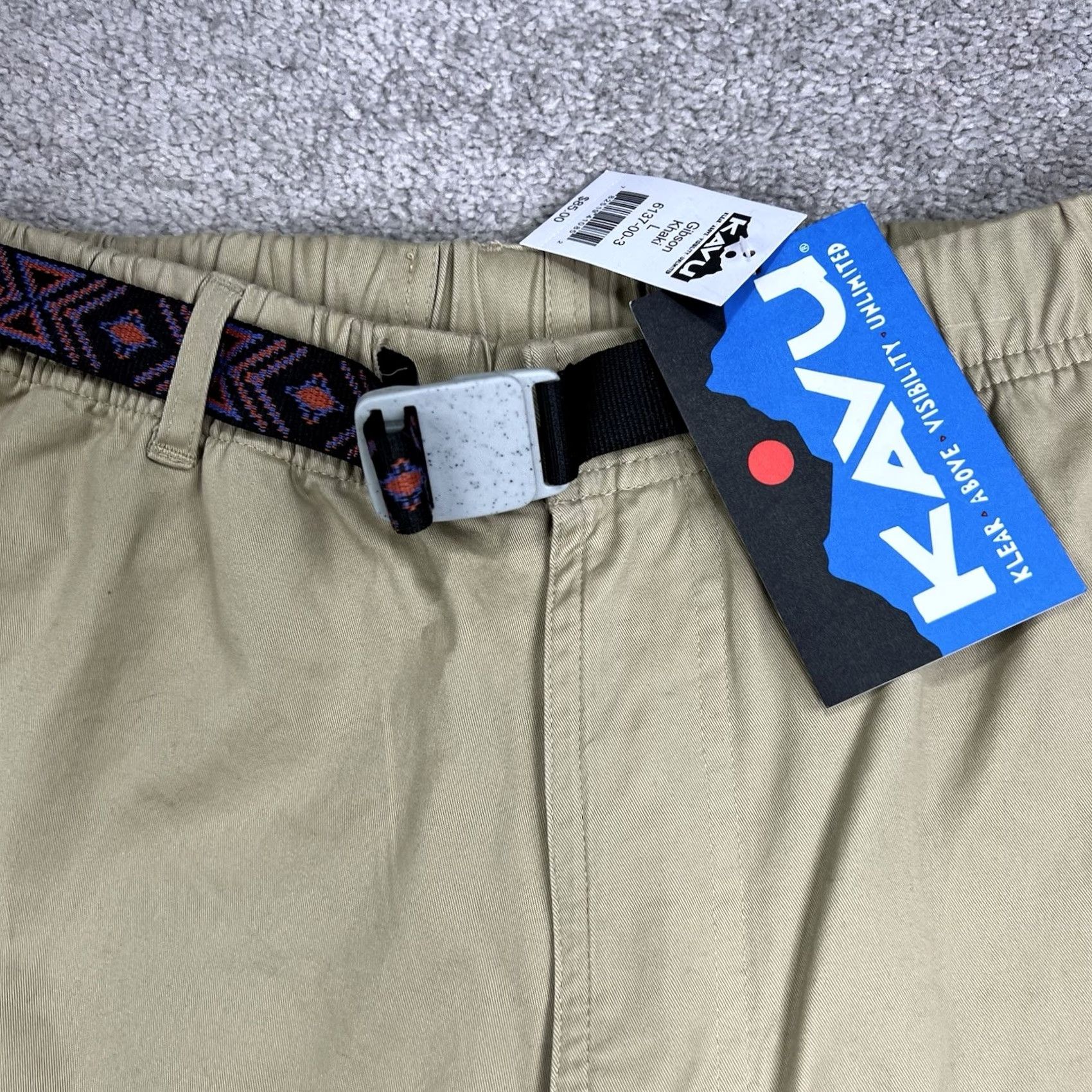 KAVU KAVU Pants Mens Large 29x29 Hiking Belted Gibson Khaki Beige Canvas Classic Outdoor NWT Size US 33 - 3 Thumbnail