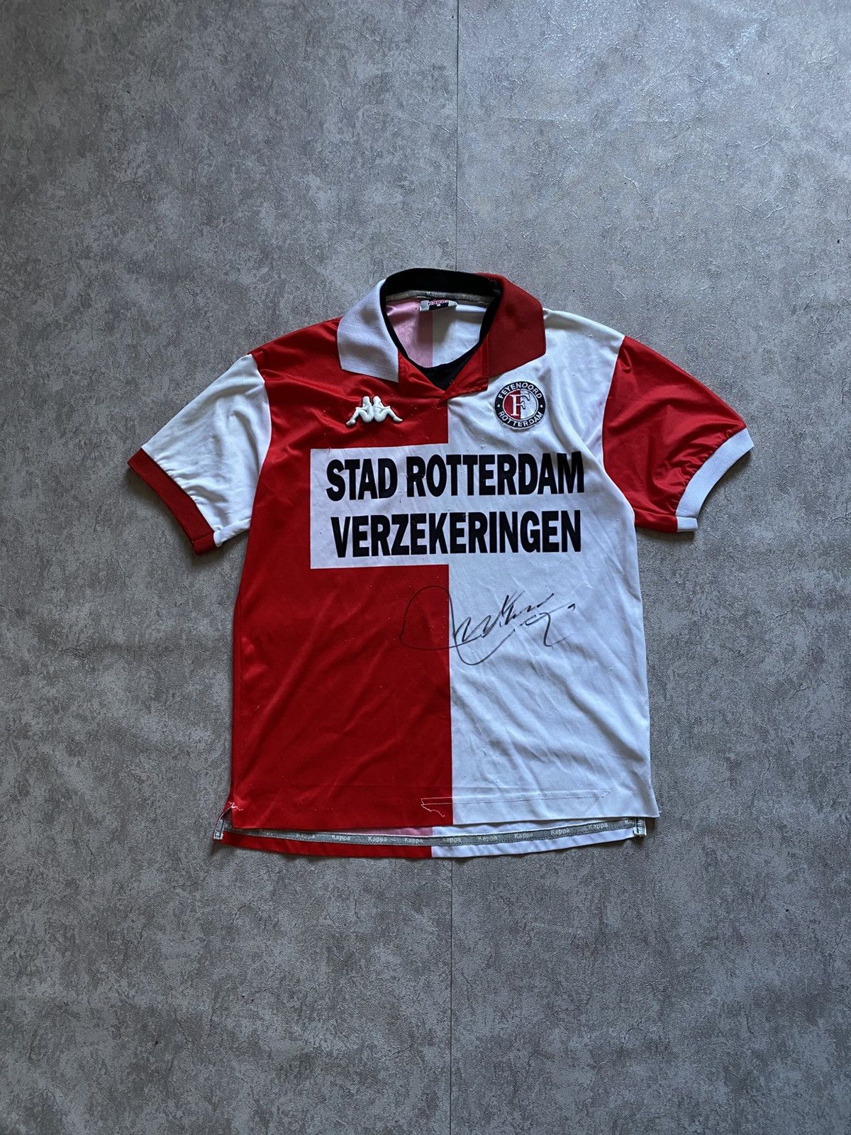 Kappa SIGNED By Dirk Kuyt 2004/05 Feyenoord Rotterdam Home Jersey Size US S / EU 44-46 / 1 - 1 Thumbnail
