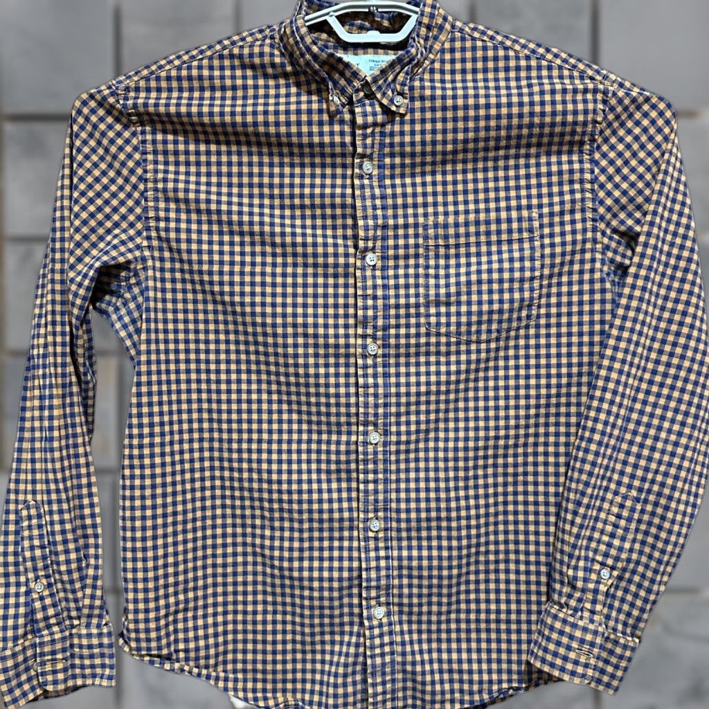Old Navy Old Navy Button-Up Shirt Men XL Orange Blue Checkered Cotton Preppy Casual Business Chest 47 in Regular Fit Long Sleeve Collared Size US XL / EU 56 / 4 - 1 Thumbnail