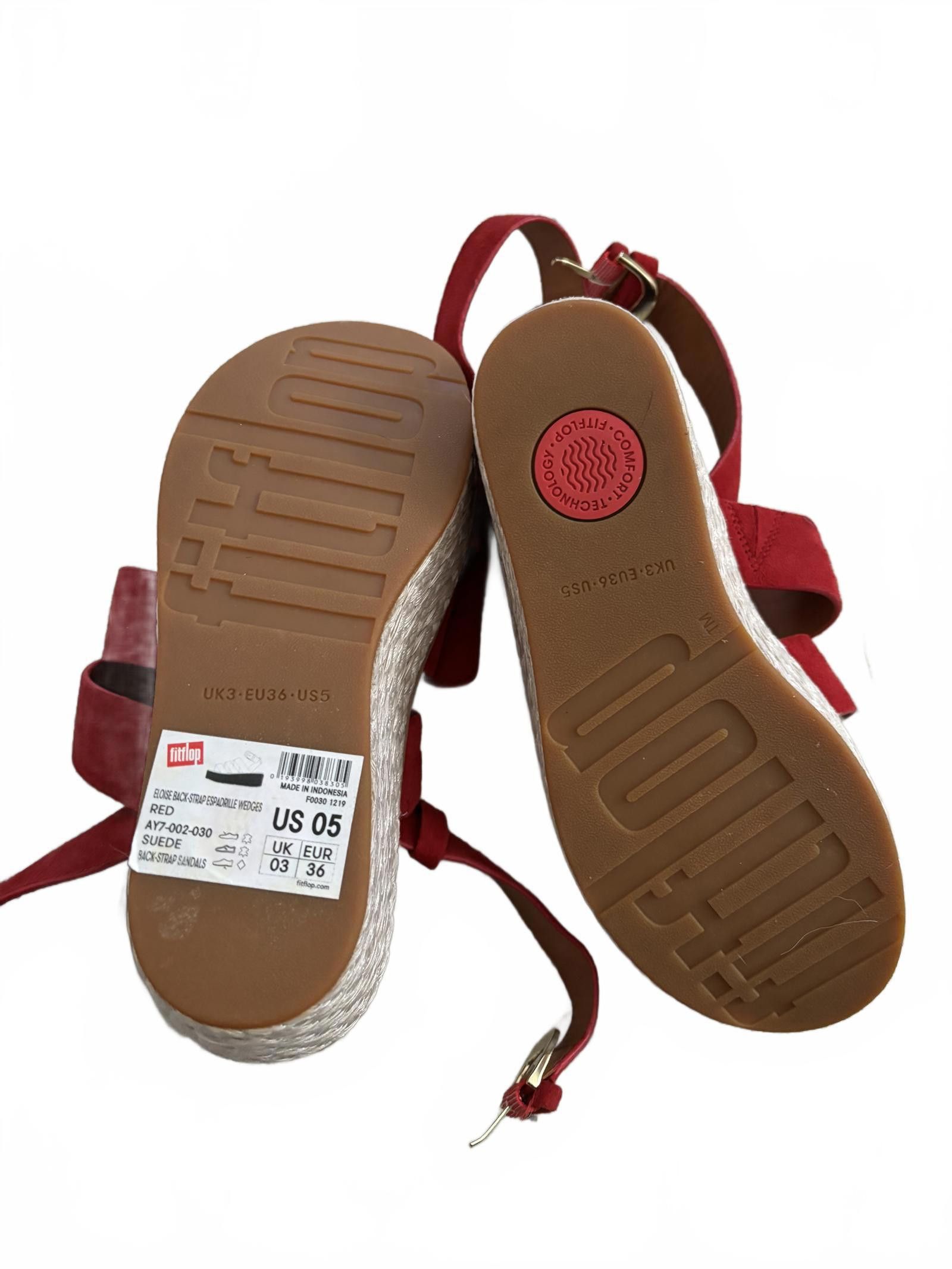 Designer NWOT Stylish Red Suede Wedge Sandals by Fitflop - Size US 5 Size US 5 / IT 35 - 4 Thumbnail