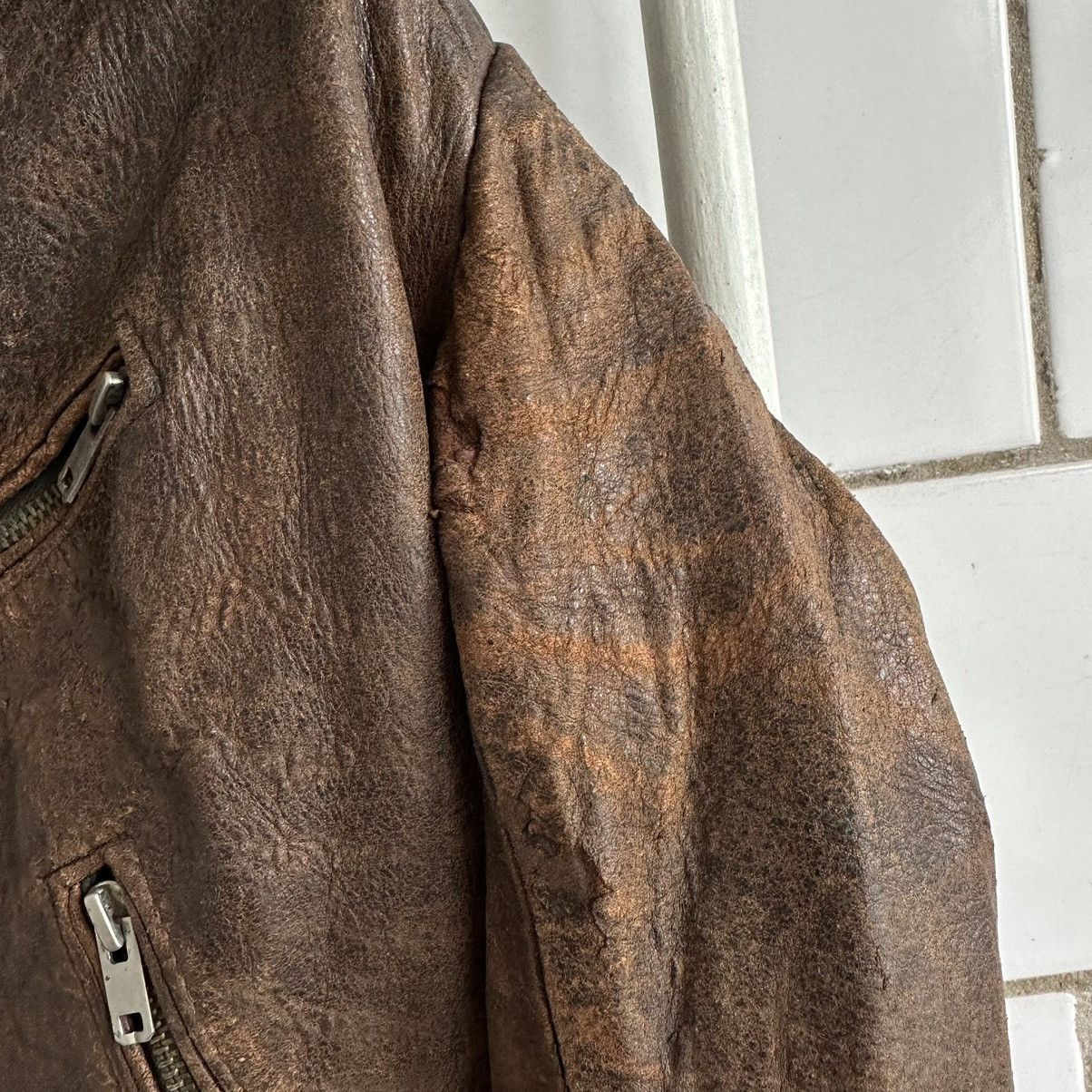 Other Vintage Moto Leather Jacket Distressed Y2K Style USA 90s Size US M / EU 48-50 / 2 - 6 Thumbnail