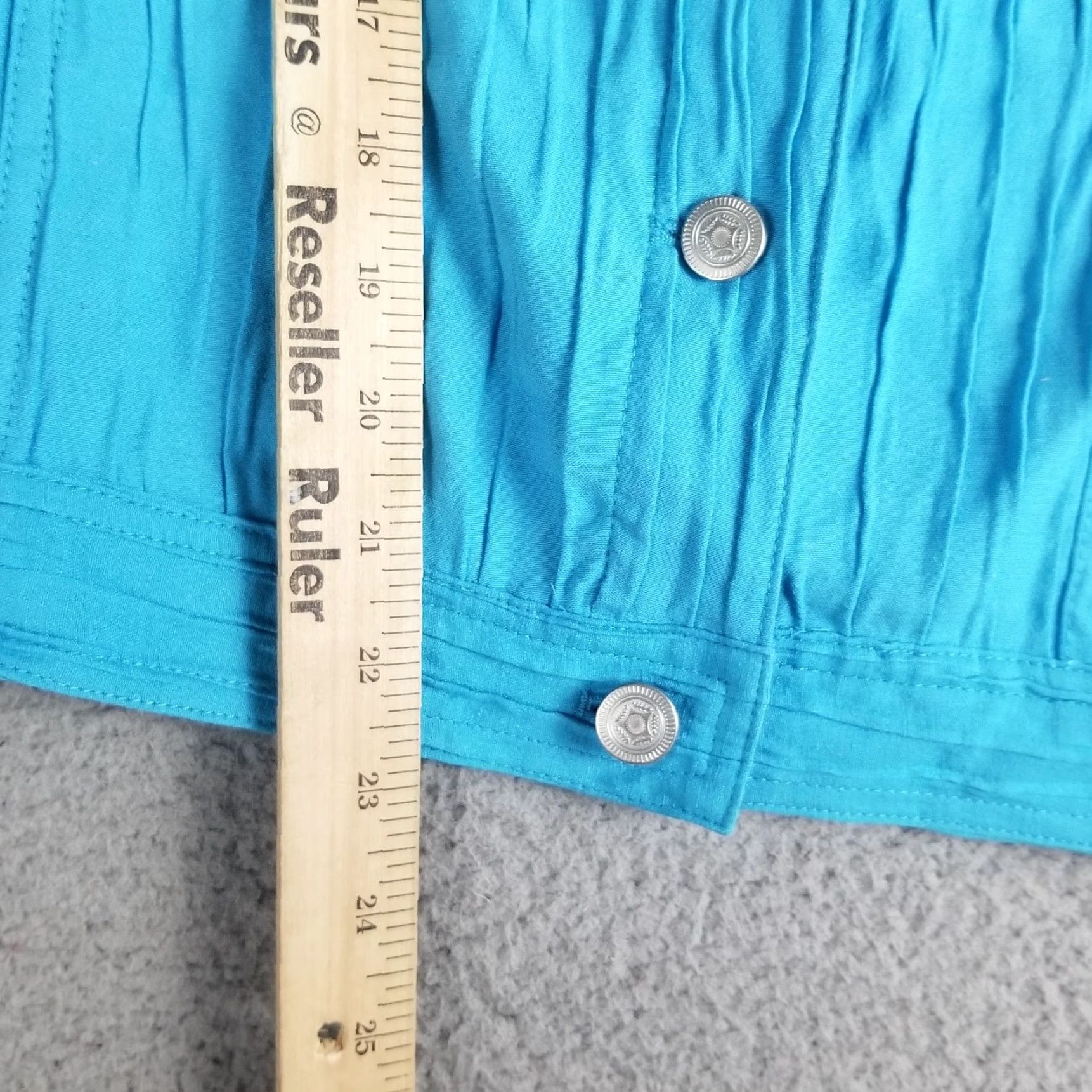 Vintage VINTAGE Lark Lane Women Jacket Casual Long Sleeve Button-Up Bohemian Ruffle Stretch Size 14 Blue Size XL / US 12-14 / IT 48-50 - 3 Thumbnail