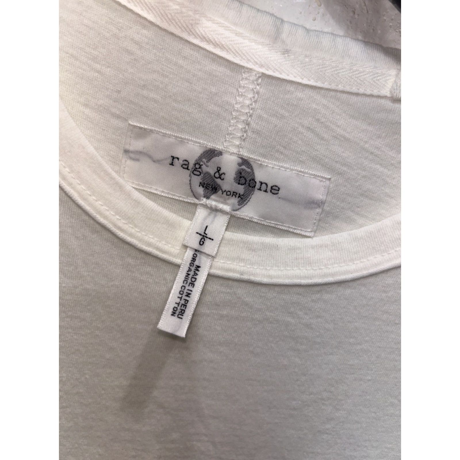 Rag & Bone rag & bone New York Miles Organic Cotton Pocket Tee Shirt Ivory L Crew Neck Short Sleeve Logo Pockets Men Size US L / EU 52-54 / 3 - 3 Thumbnail
