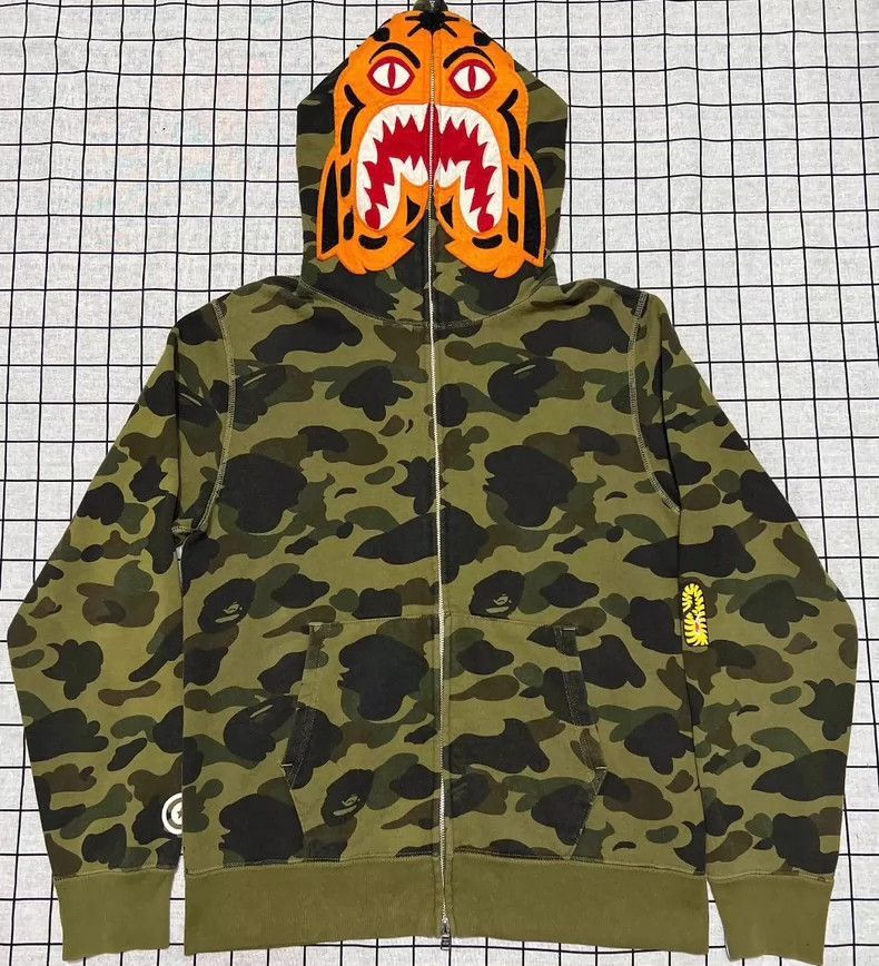 BAPE Green Camo Tiger Head Hoodie-2508