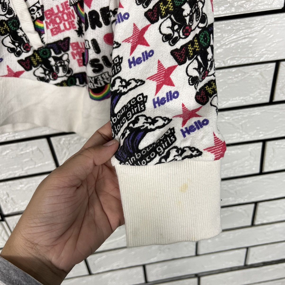 Japanese Brand BLUE MOON BLUE I Love Surf Fullprint Hoodies #4280-C194 Size ONE SIZE - 7 Thumbnail