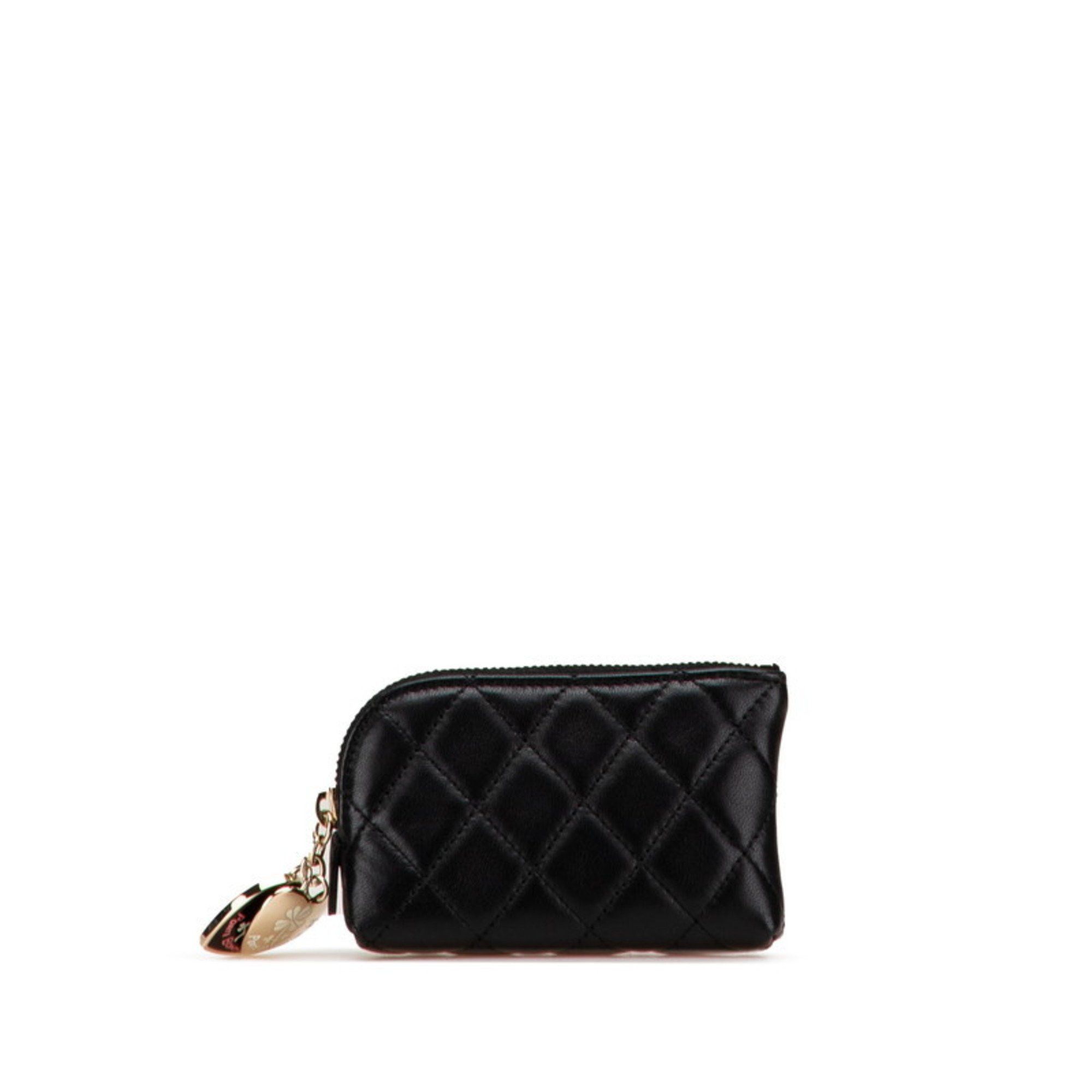 Chanel CHANEL Matelasse Coco Mark Porte Bonheur Wallet/Coin Case in Black Lambskin for Women Size ONE SIZE - 1 Thumbnail