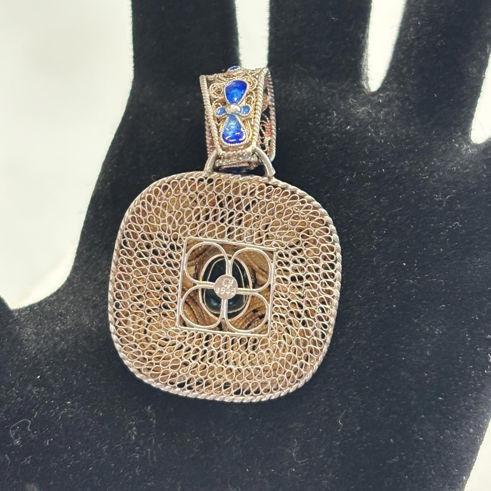 Other Vtg Topaz enamel Sterling filigree pendant Size ONE SIZE - 4 Thumbnail