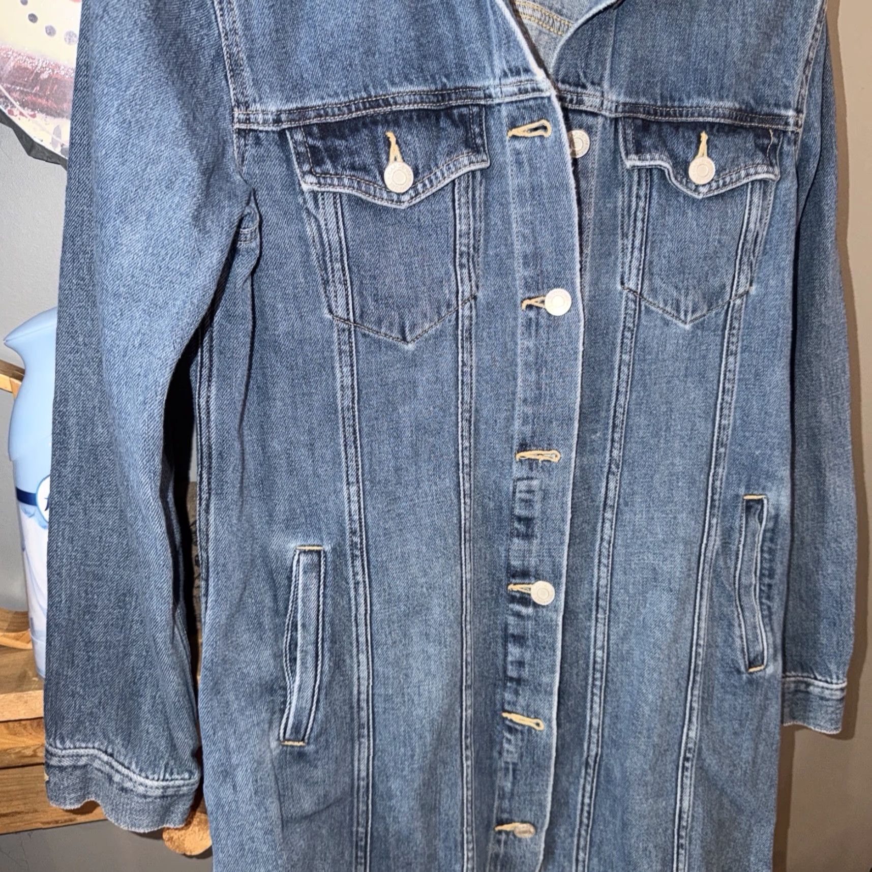 Gap VINTAGE Gap 1969 BLUE DENIM Shirt DRESS long sleeved button front Collar Flap Pockets M Size M / US 6-8 / IT 42-44 - 3 Thumbnail