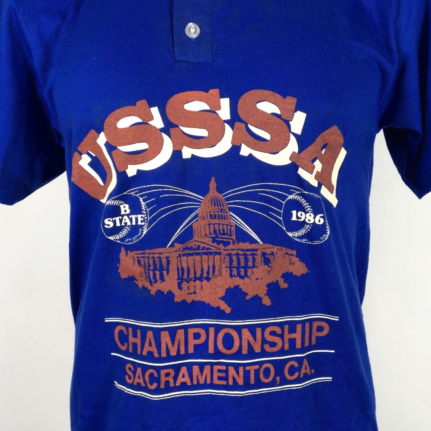 Russell Athletic VTG 80S 1986 B STATE CHAMPIONSHIP Russell Athletic USSSA SHIRT Baseball Sz L USA Shirt Mens Graphic Tee Blue Size US L / EU 52-54 / 3 - 3 Thumbnail