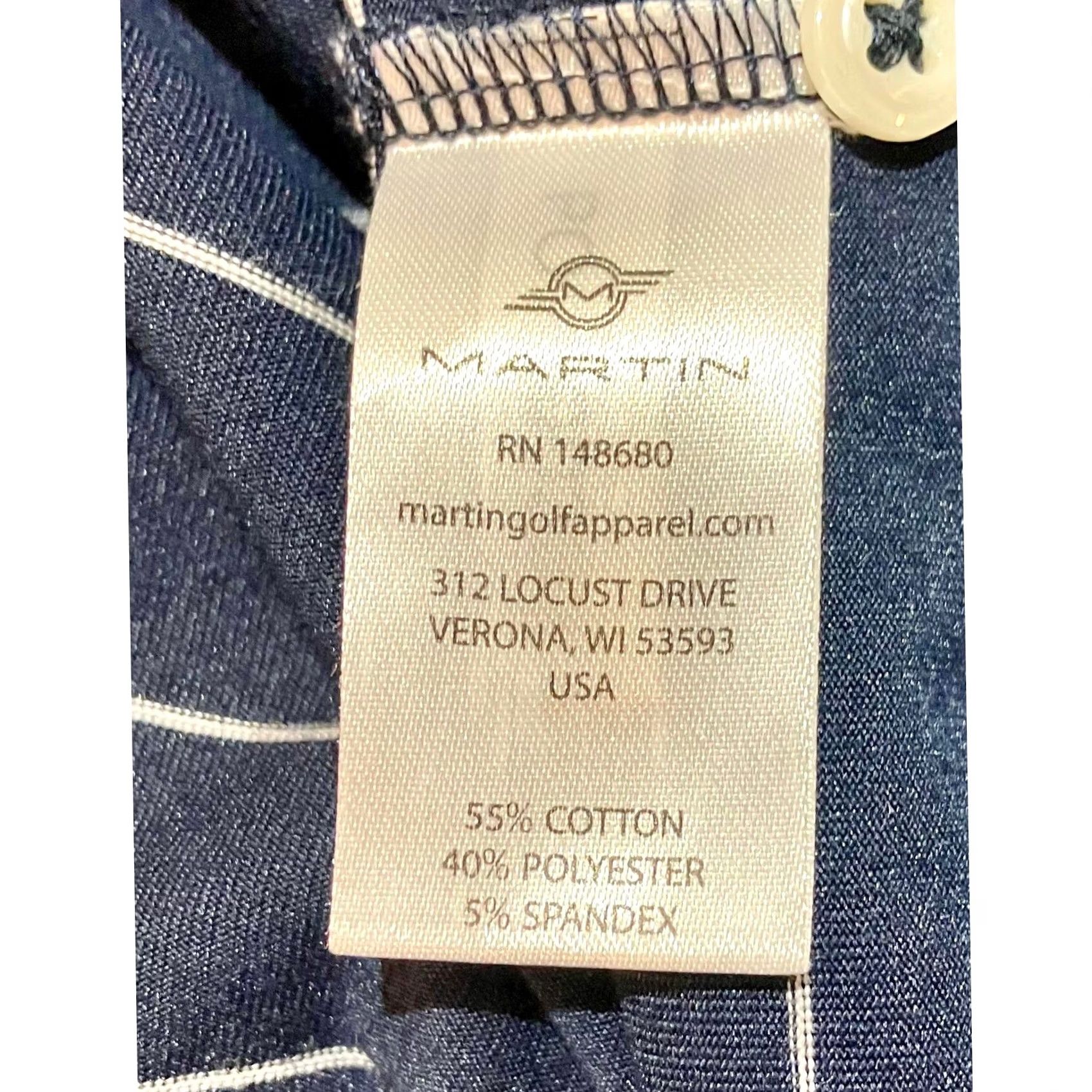 Vintage VINTAGE Martin Golf Performance Short Sleeve Polo Shirt Blue & White Stripe Mens XL Size US XL / EU 56 / 4 - 4 Thumbnail