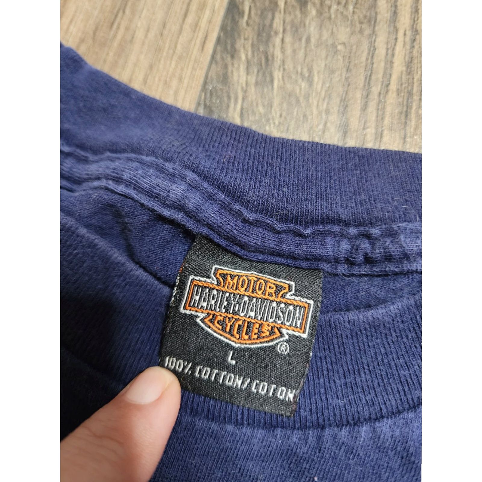 Harley Davidson VINTAGE Harley Davidson T Shirt Mens Large Blue Double Sided Graphic Print 90s Biker Mens Size US L / EU 52-54 / 3 - 5 Thumbnail