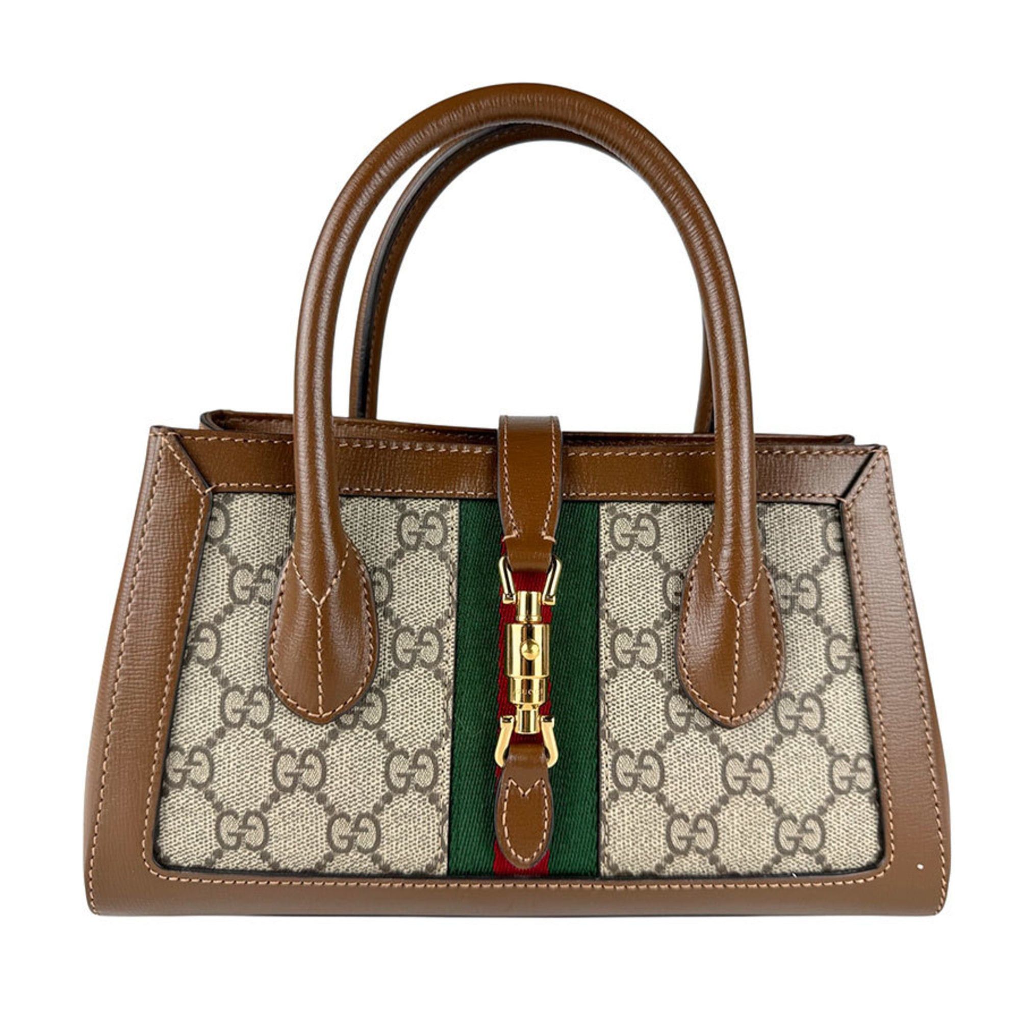 Gucci Jackie 1961 Handbag/shoulder Bag In GG Supreme Canvas And Leather, Brown, Women's, 772126, , Z8857