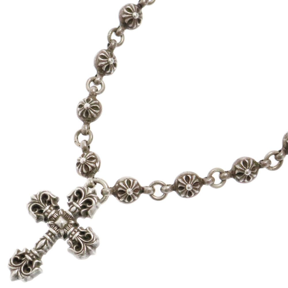 image of Chrome Hearts Cross Ball Chain Filigree Cross Necklace in Silver, Men's