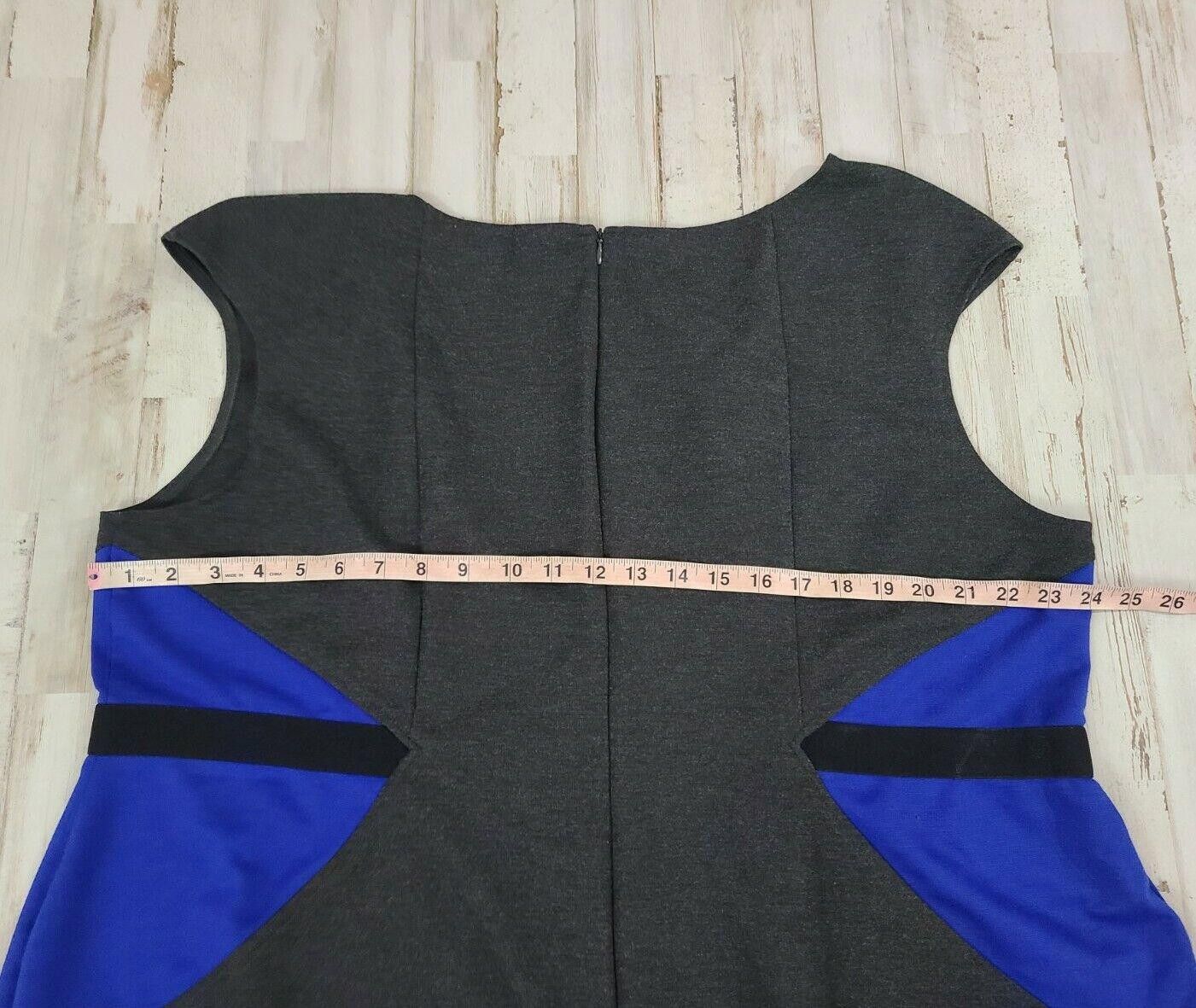 Designer Womens Dress 3x Career Sheath Color block Gray Blue Size 3XL / US 20-22 - 5 Thumbnail