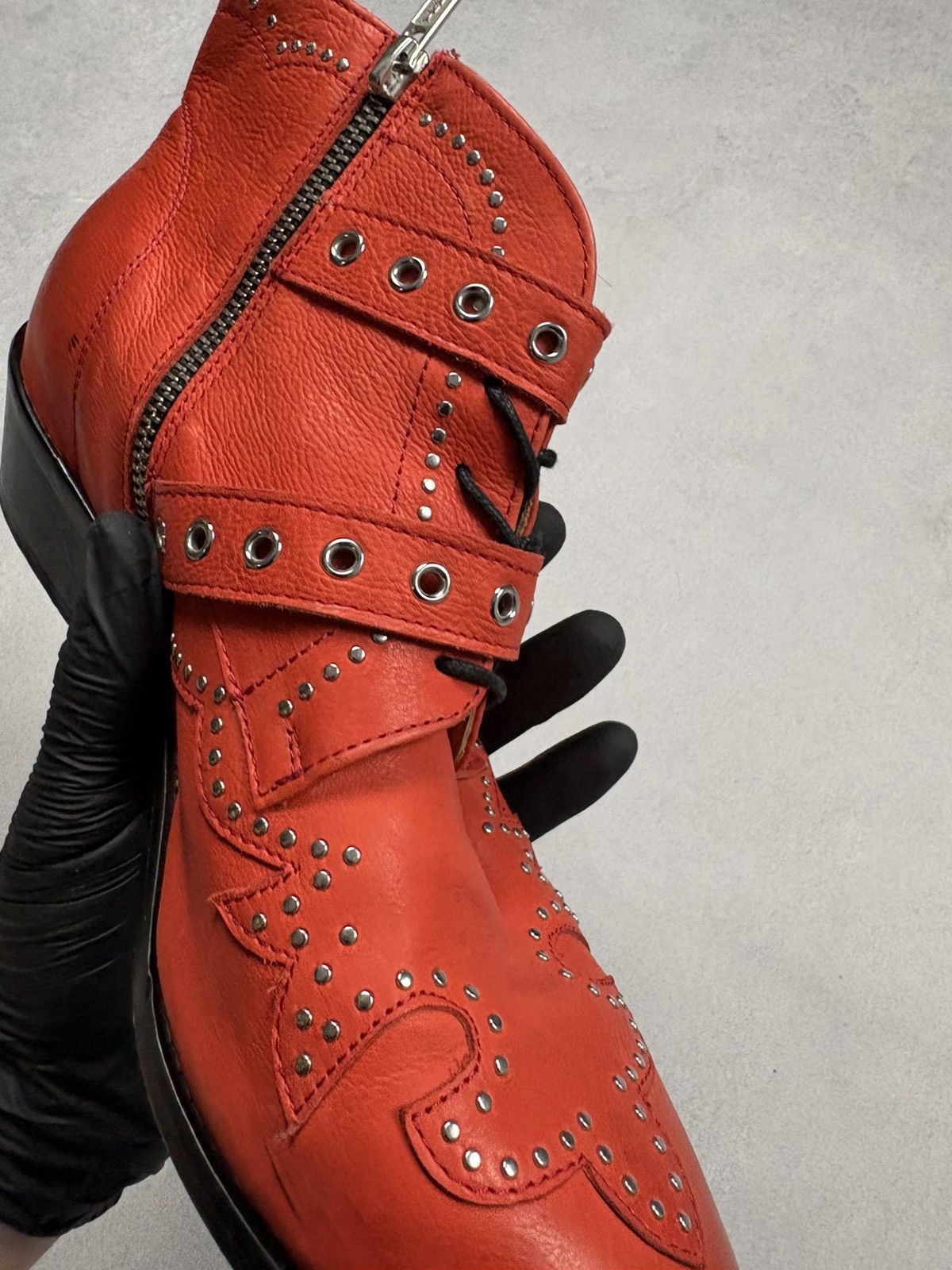 Other Air & Grace London Red Western Buckle Leather Boots 43 West Size US 10 / EU 43 - 19 Thumbnail