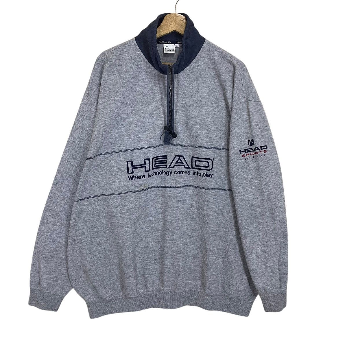 Japanese Brand × Vintage Vintage 90s Head Halfzip Sweatshirt Size US XXL / EU 58 / 5 - 1 Thumbnail