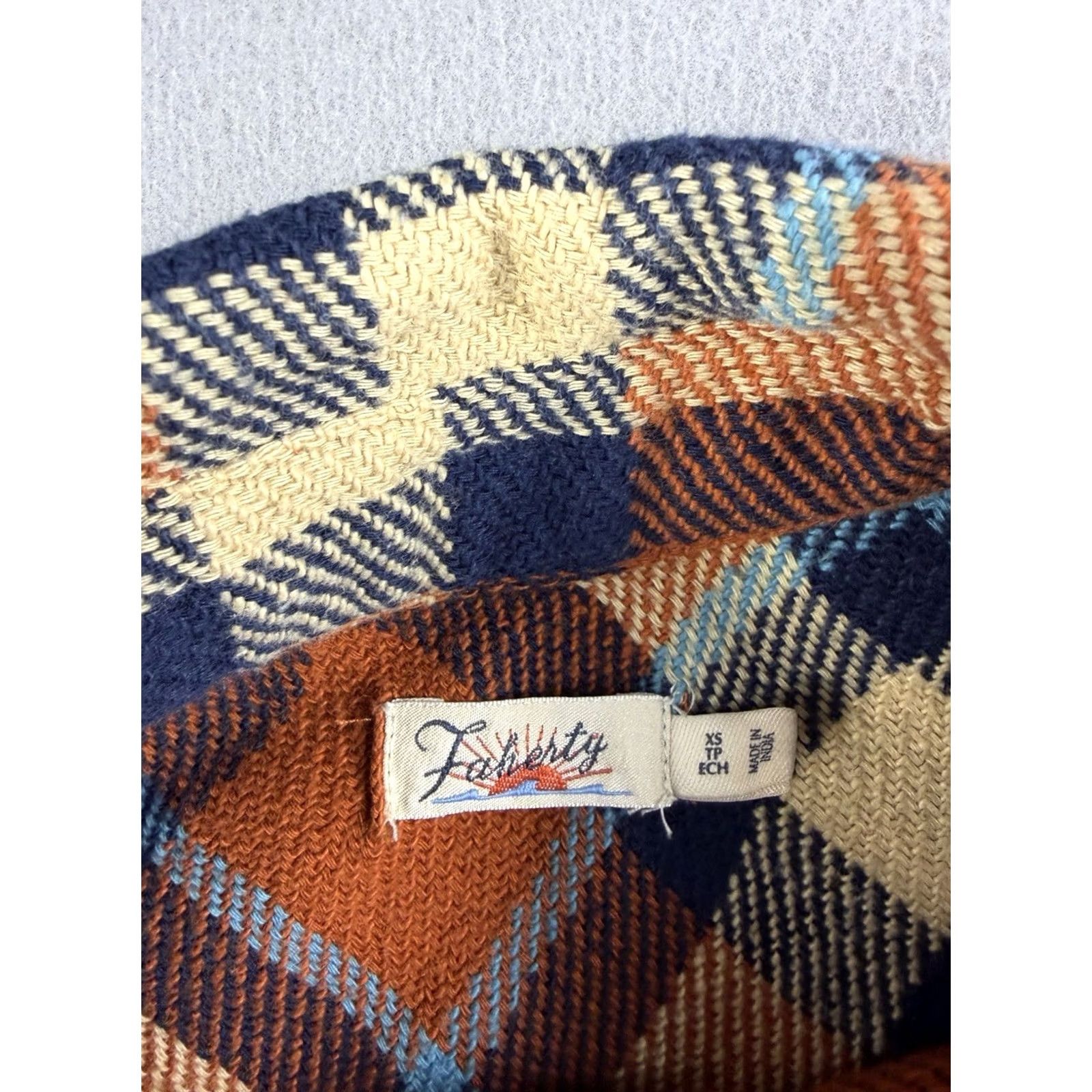 Faherty Faherty Shacket Shirt Womens XS Plaid Cropped Flannel Button-Up Multicolor Long Sleeve Size XS / US 0-2 / IT 36-38 - 3 Thumbnail