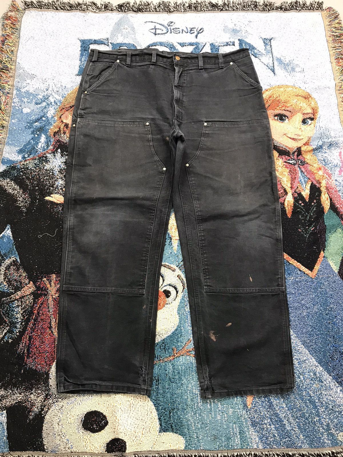 Vintage Carhartt B01 BLK double knee workwear 46x30.5
