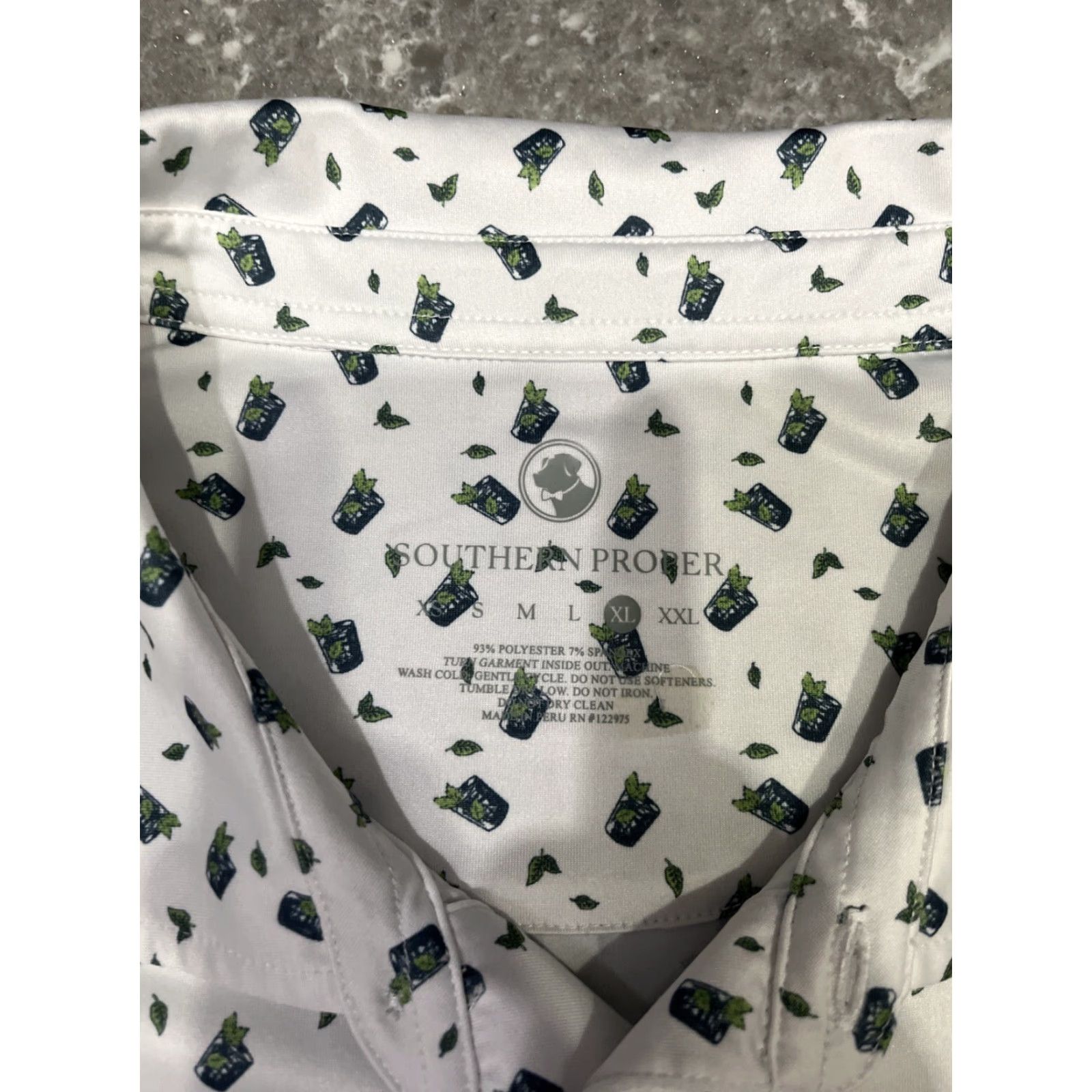 Southern Proper Southern Propper Polo Mens XL Golf Shirt Mojito Pattern Cocktail GUC Size US XL / EU 56 / 4 - 3 Thumbnail