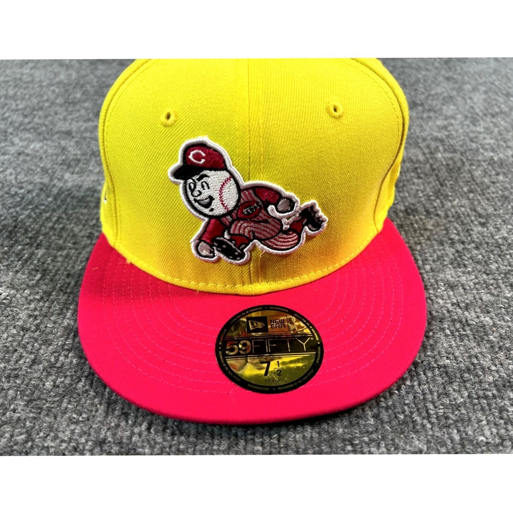 New Era New Era Cincinnati Reds Hat Men 7 1/2 Yellow Pink 1970 All Star Game Fitted Cap Size ONE SIZE - 3 Thumbnail