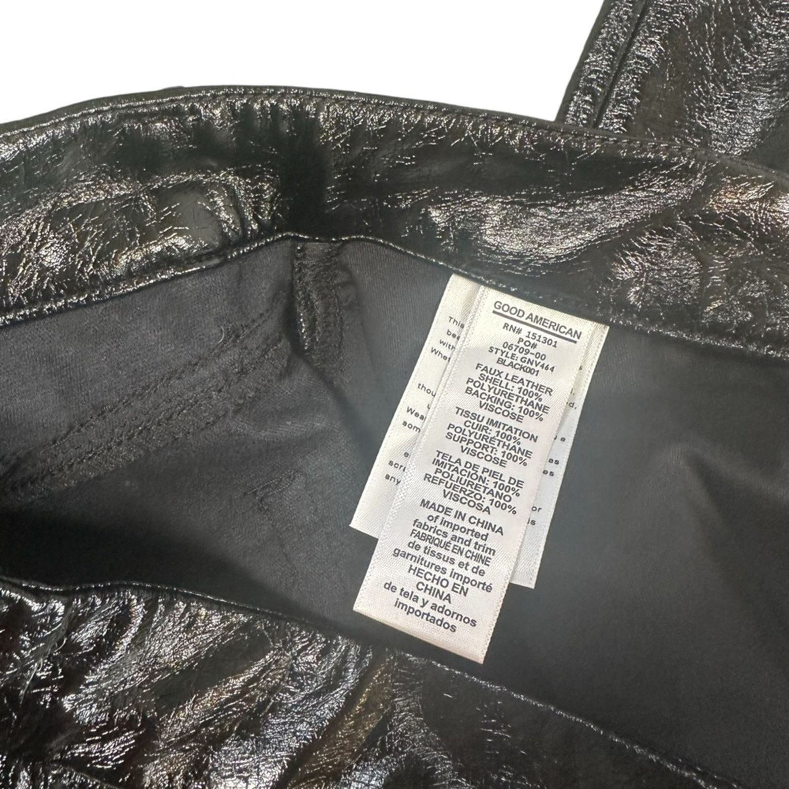 Good American Good American Women's Textured Vinyl Straight Leg Pants Size 29" - 8 Thumbnail