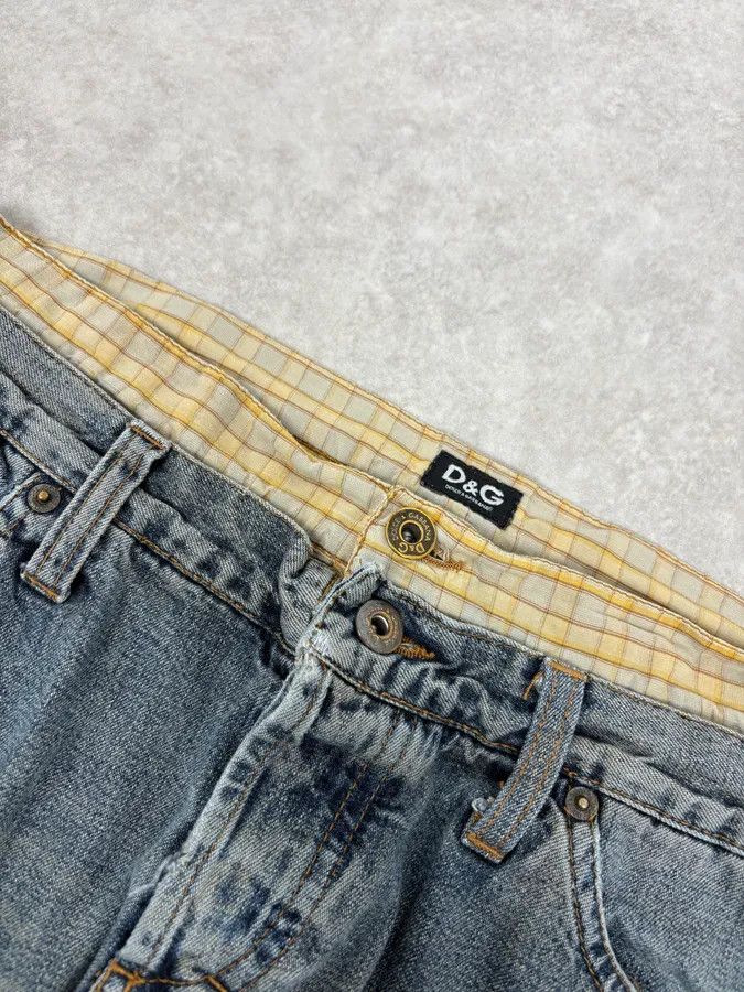 Dolce & Gabbana SS2006 Dolce & Gabbana Double Layer Yellow Tartan Blue Denim Cargo Jeans Size US 30 / EU 46 - 5 Thumbnail
