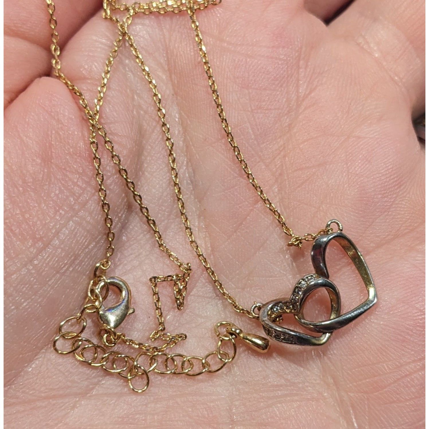 Other Minimalist Romantic Double Open Heart Diamond Accent Pendant Size ONE SIZE - 3 Thumbnail