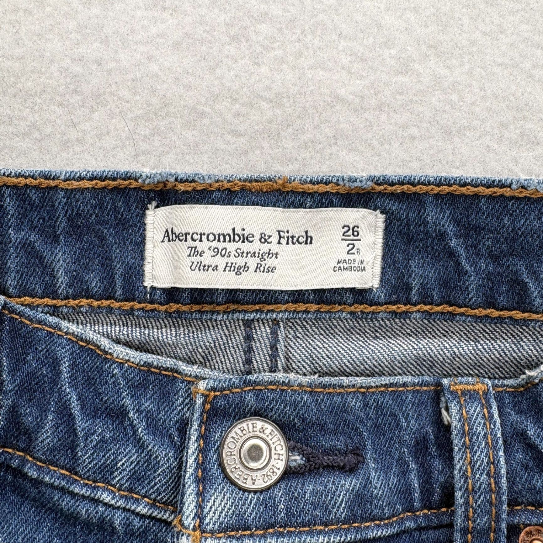 Abercrombie & Fitch Abercrombie & Fitch Jeans Women 26 Straight 26 High Rise Blue Denim Cotton Spandex Regular Rise 5-Pocket Z ip Closure Vintage No N/A Size 26" / US 2 / IT 38 - 4 Thumbnail