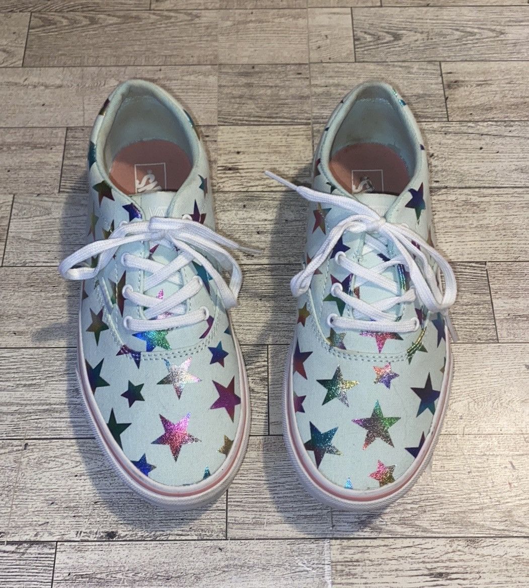 Vans Vans, Sea Foam, Metallic Rainbow Stars, Lace Up, Low Tops Size US 5 / IT 35 - 9 Thumbnail